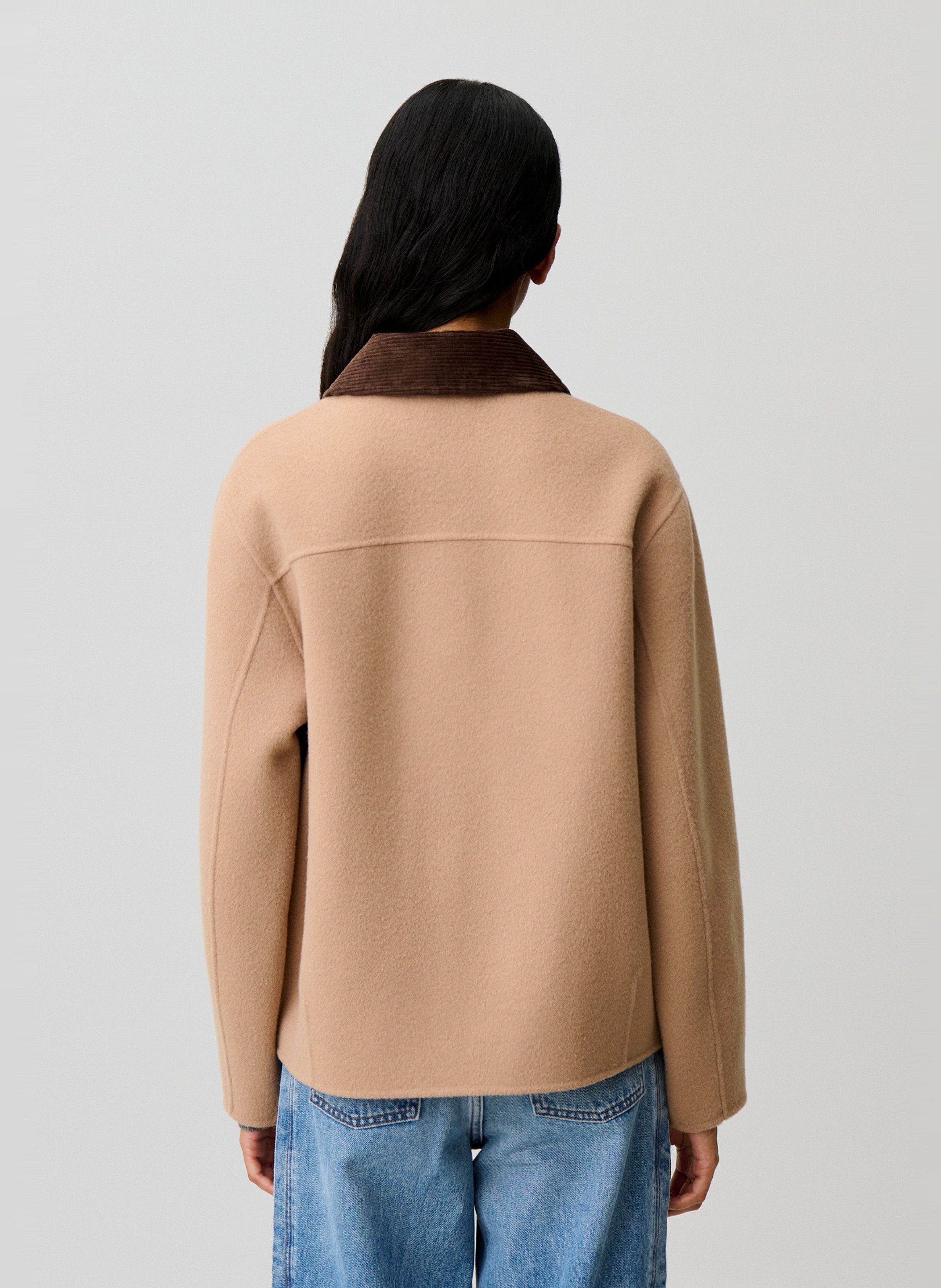 Rechte jas met klassieke kraag van gemengde wol CLAUDIE PIERLOT Beige