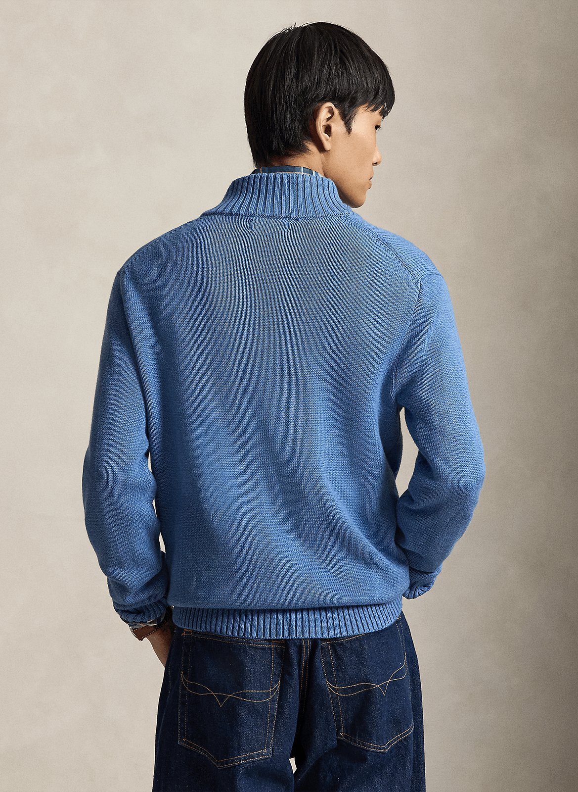 Baumwoll-Pullover mit Reißverschluss am Kragen POLO RALPH LAUREN Blau