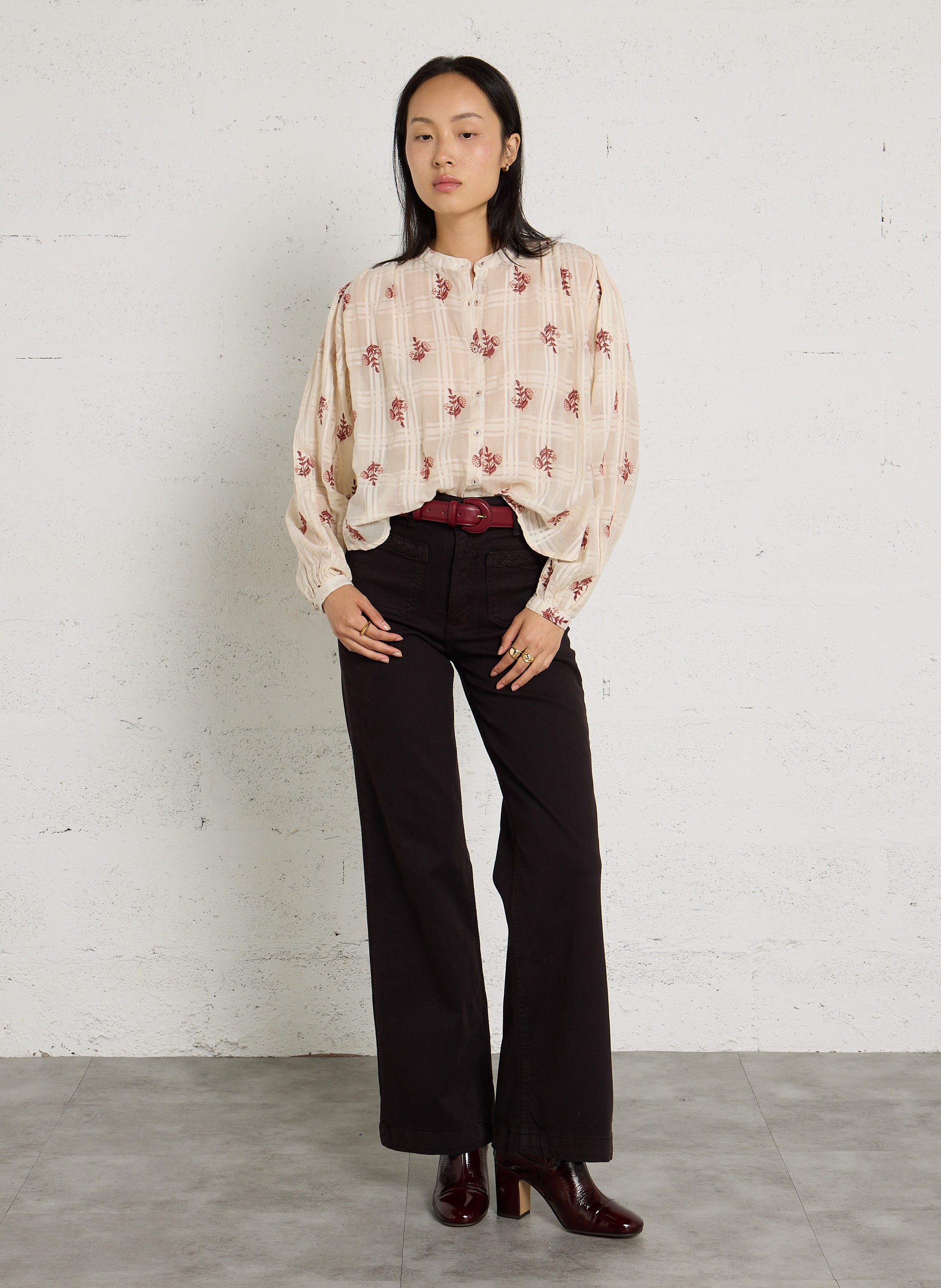 Wijde broek met hoge taille MAISON HOTEL Bruin