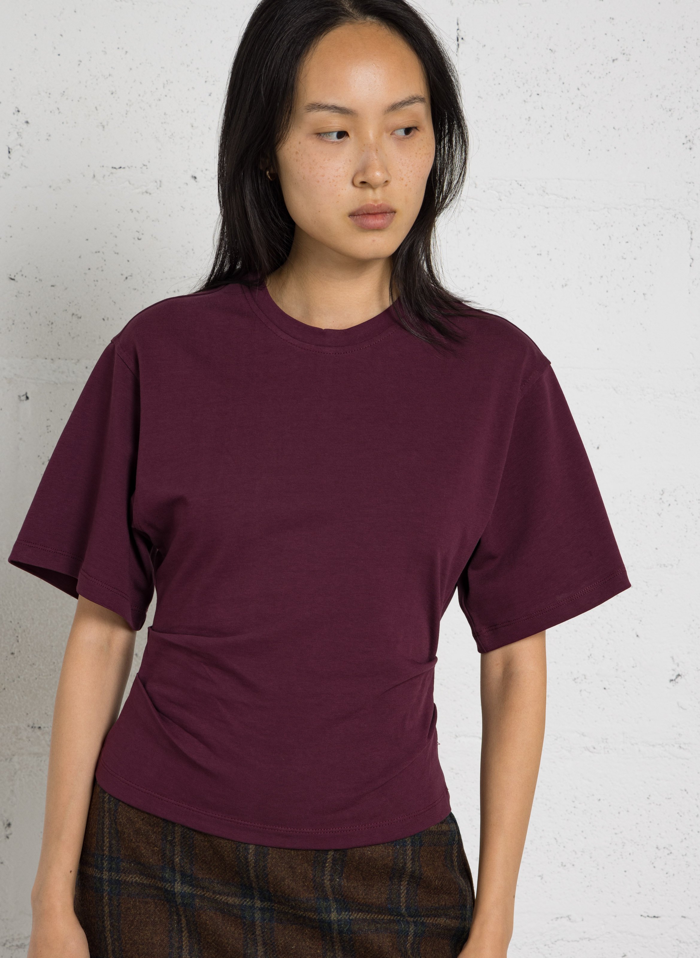 Tee-shirt manches courtes froncé en coton BERENICE