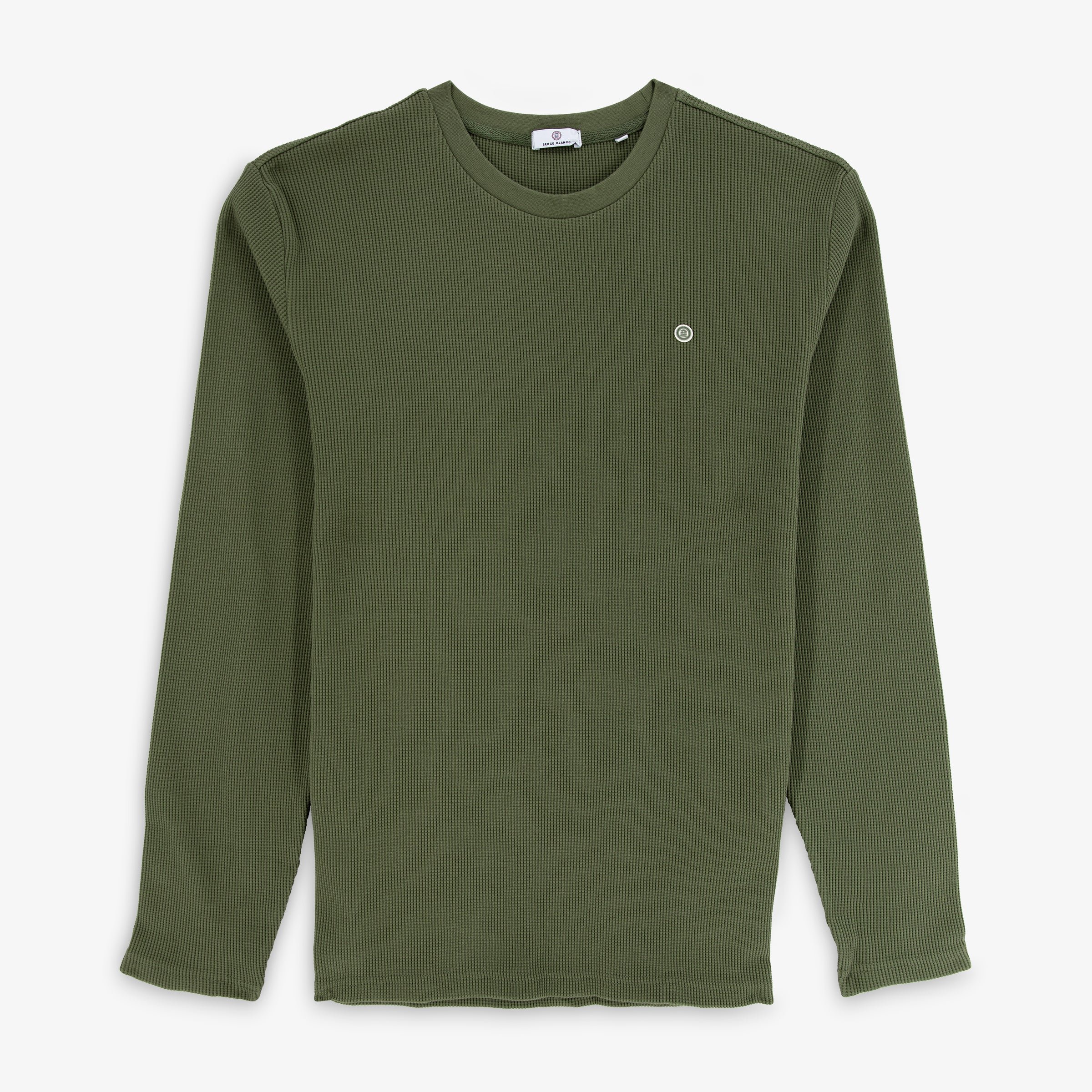 Khaki textured cotton Telo long-sleeved T-shirt SERGE BLANCO Khaki