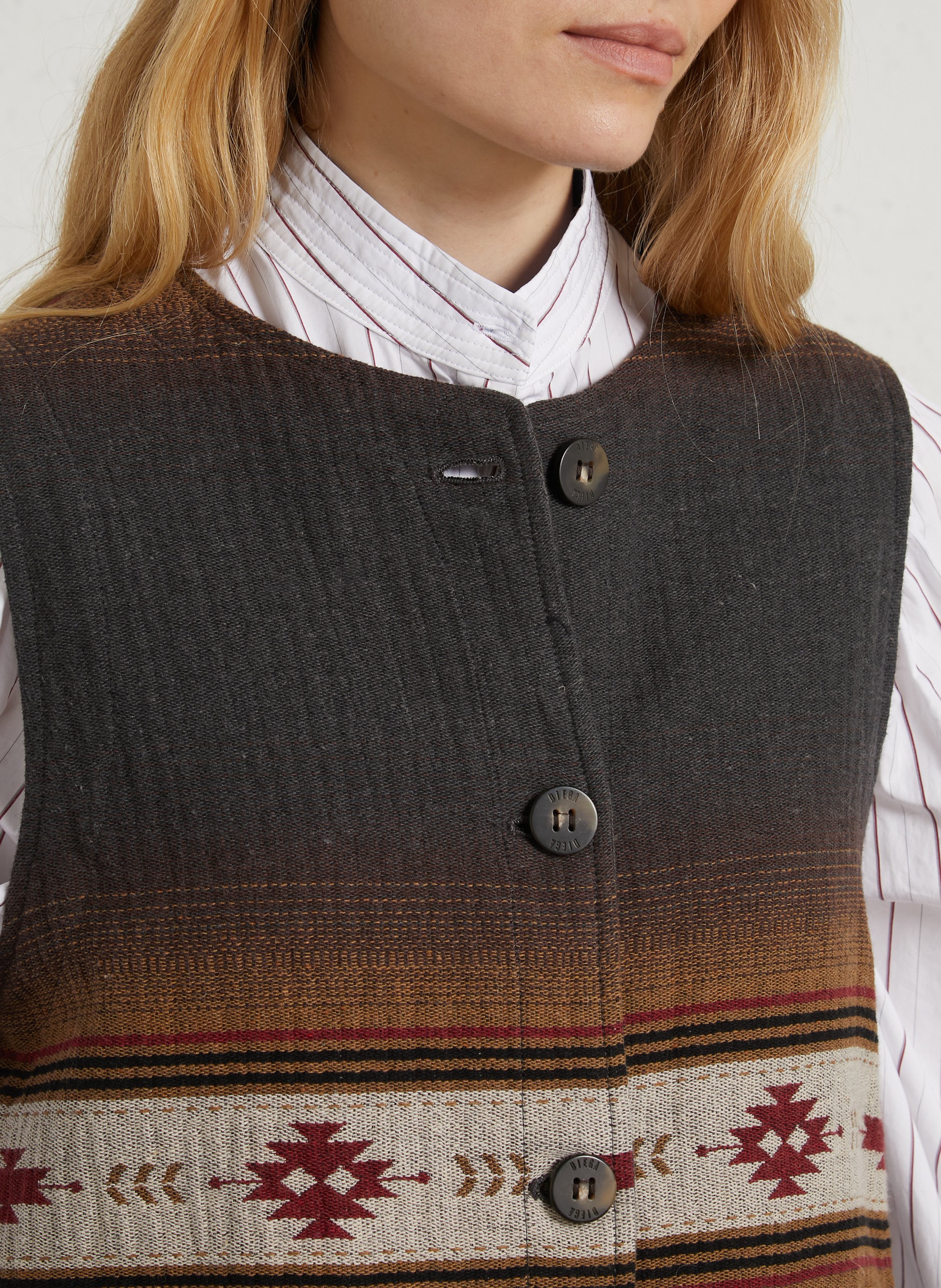 Sleeveless jacket in blended recycled cotton DIEGA Grey