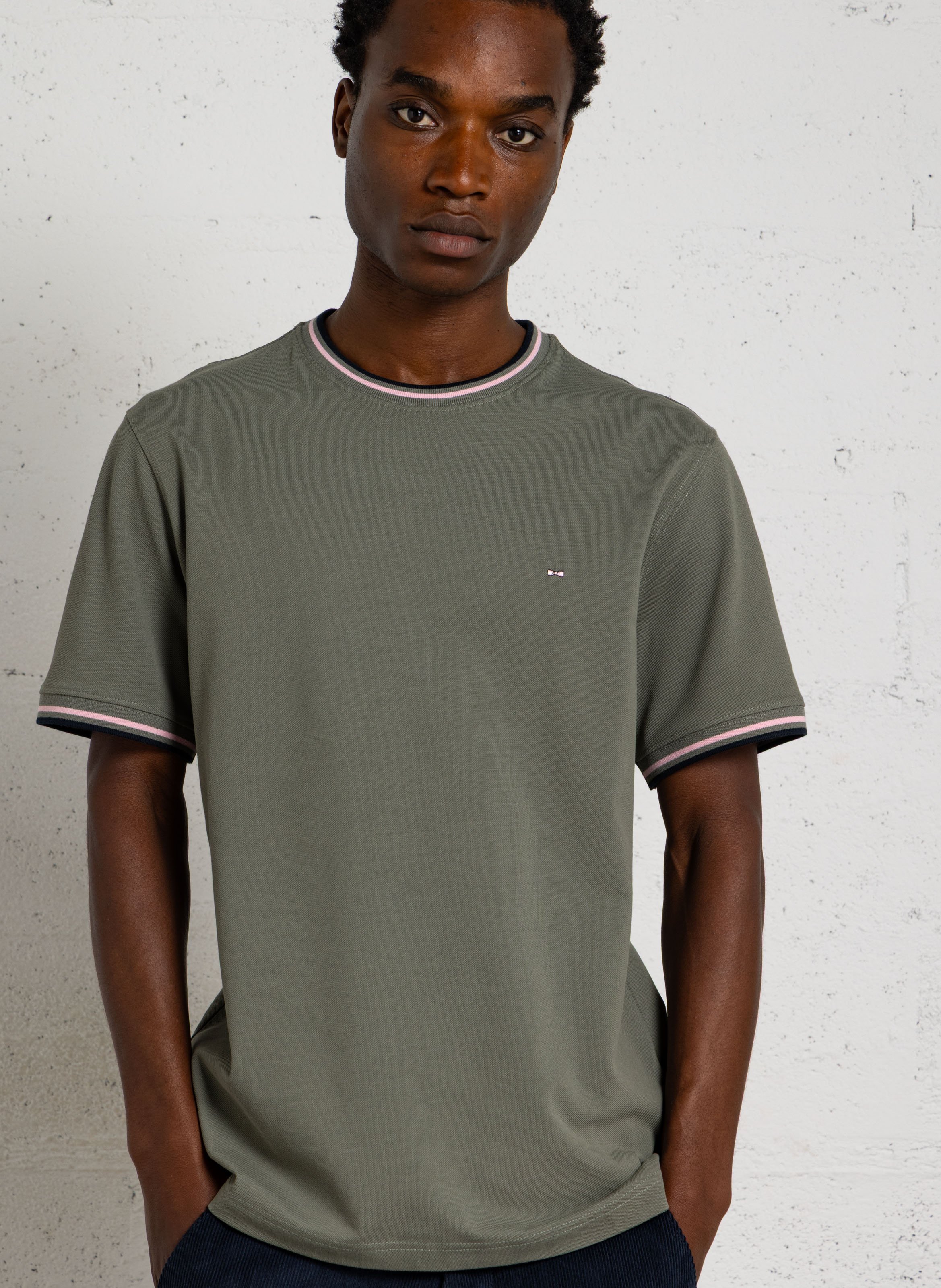 Tee-shirt col rond droit uni EDEN PARK Kaki