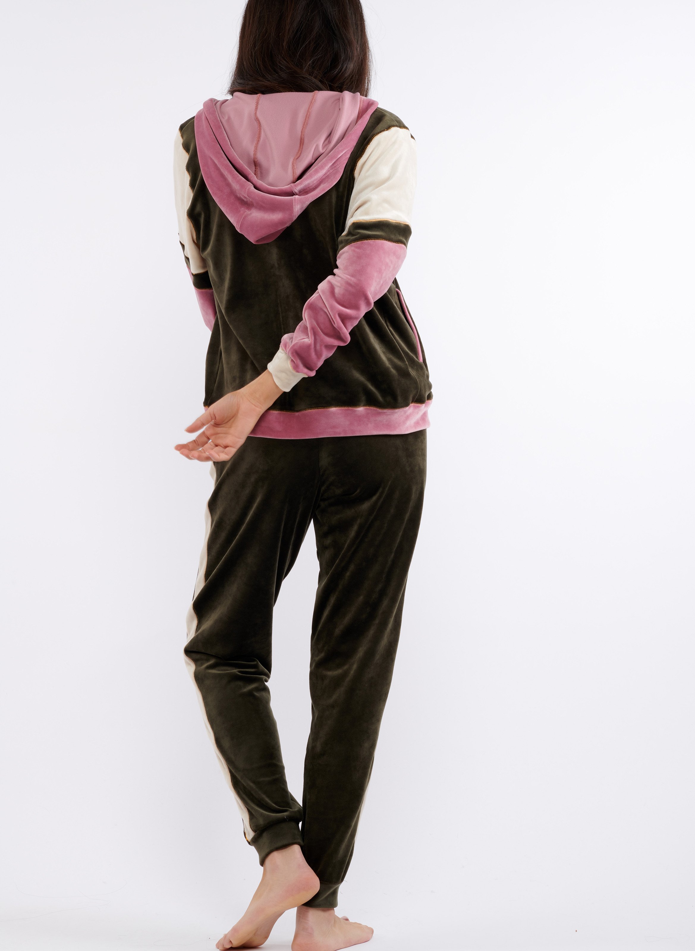 Gilet à capuche droit en velours BANANA MOON Kaki