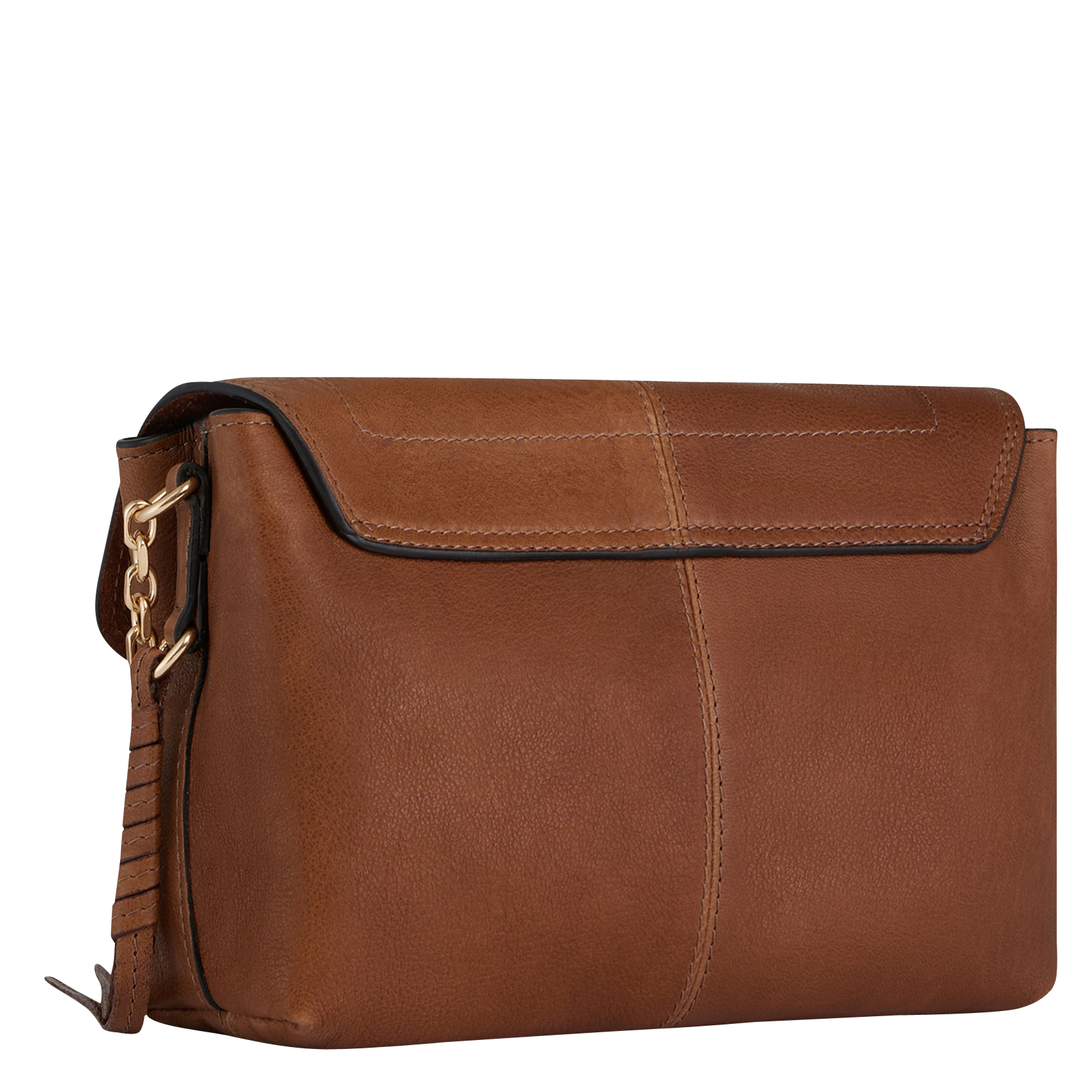 Sac bandoulière à rabat en cuir VANESSA BRUNO Marron