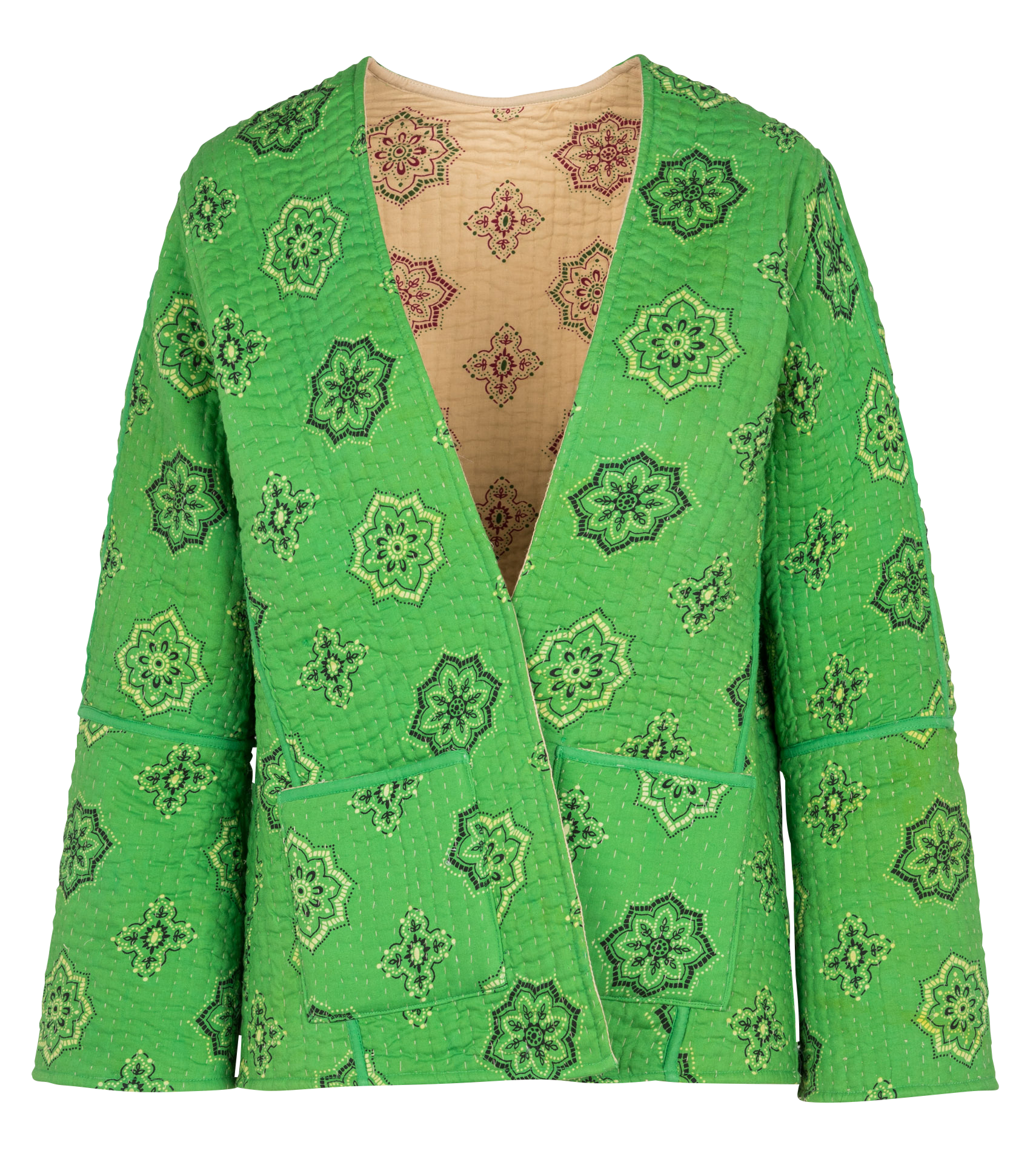 Veste kimono réversible en coton imprimé  SWILDENS Vert