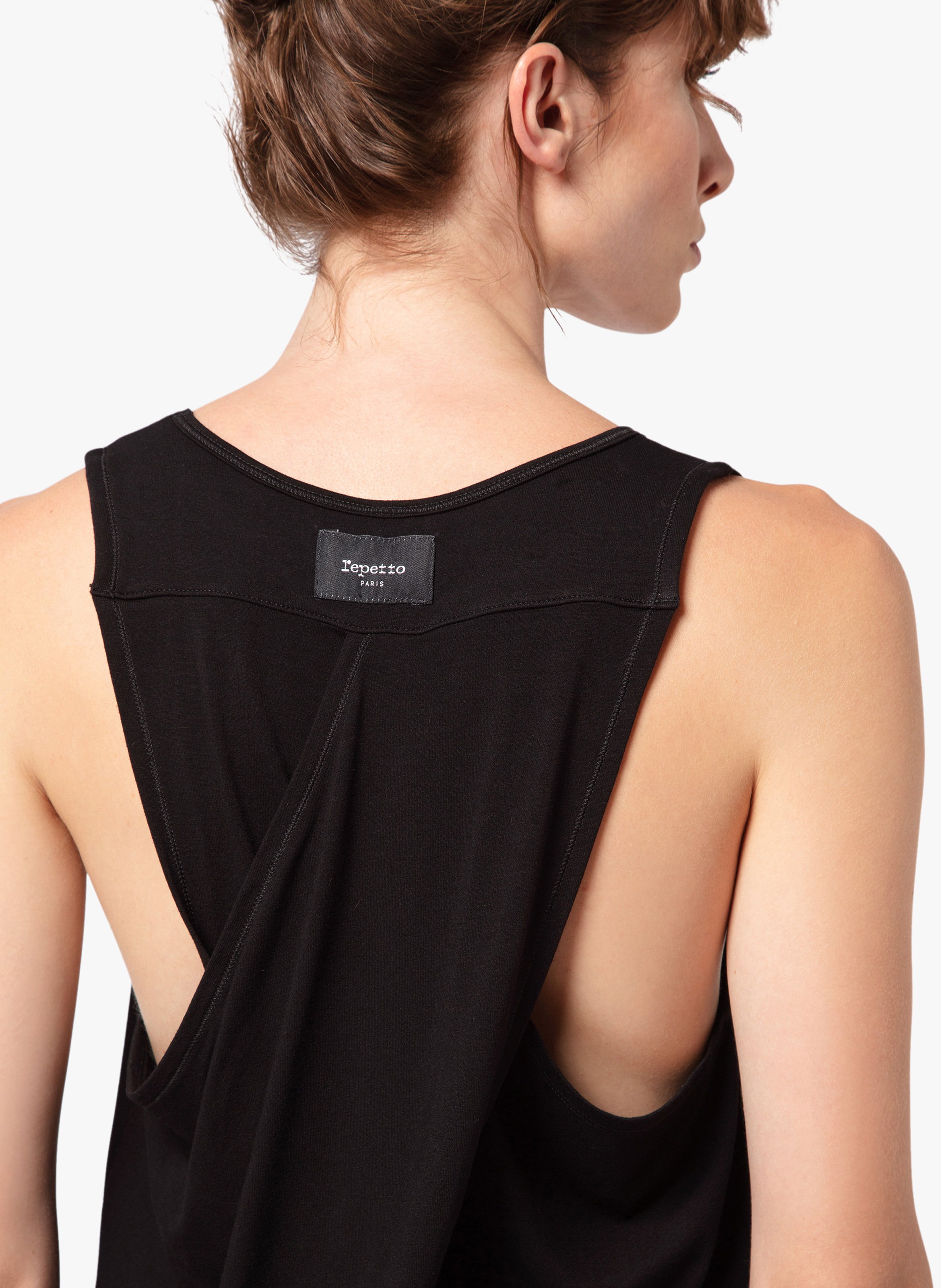 Straight close-fit round-neck tank top REPETTO Black