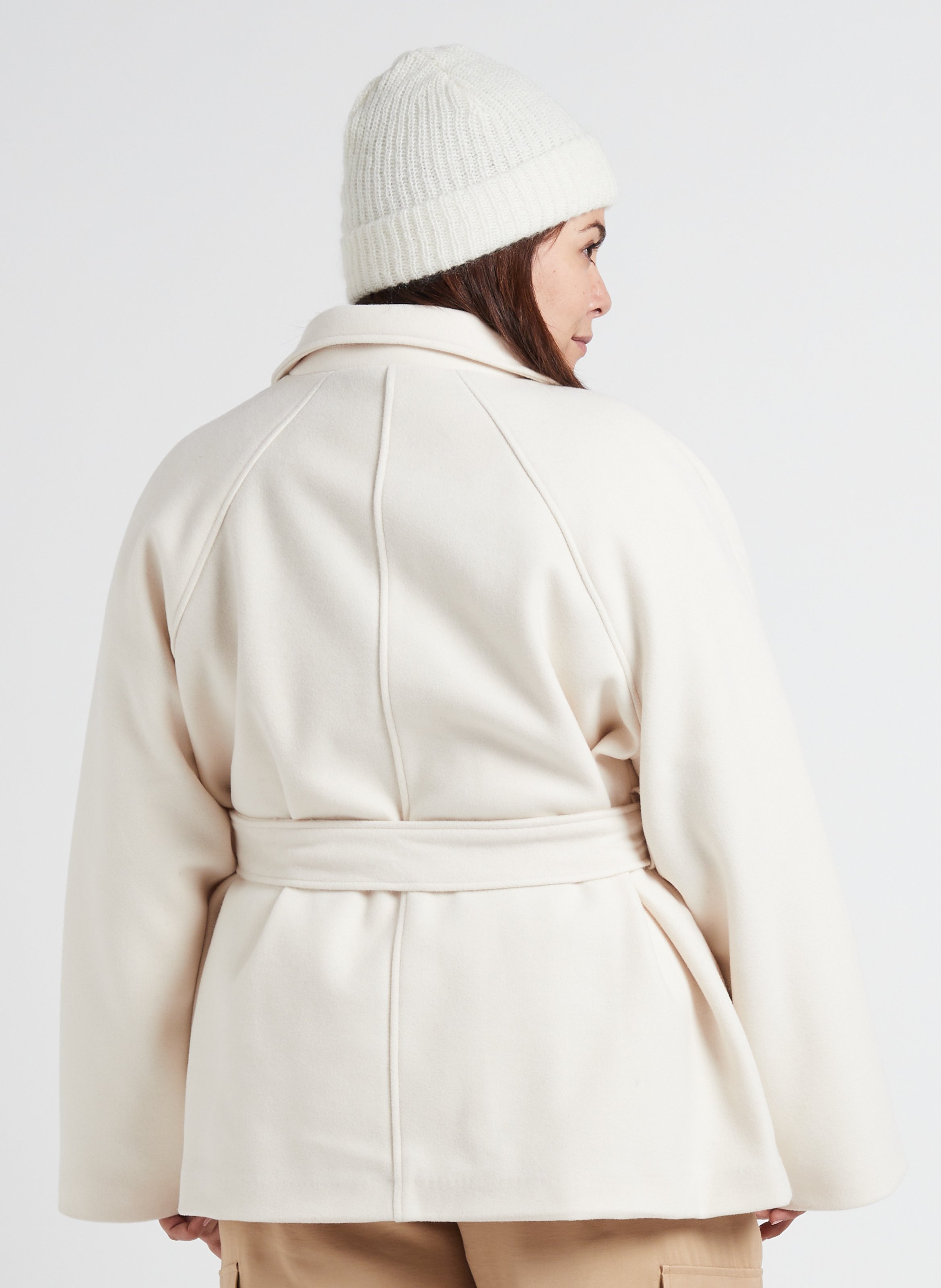 Manteau col tailleur ceinturé  GINA TRICOT Blanc