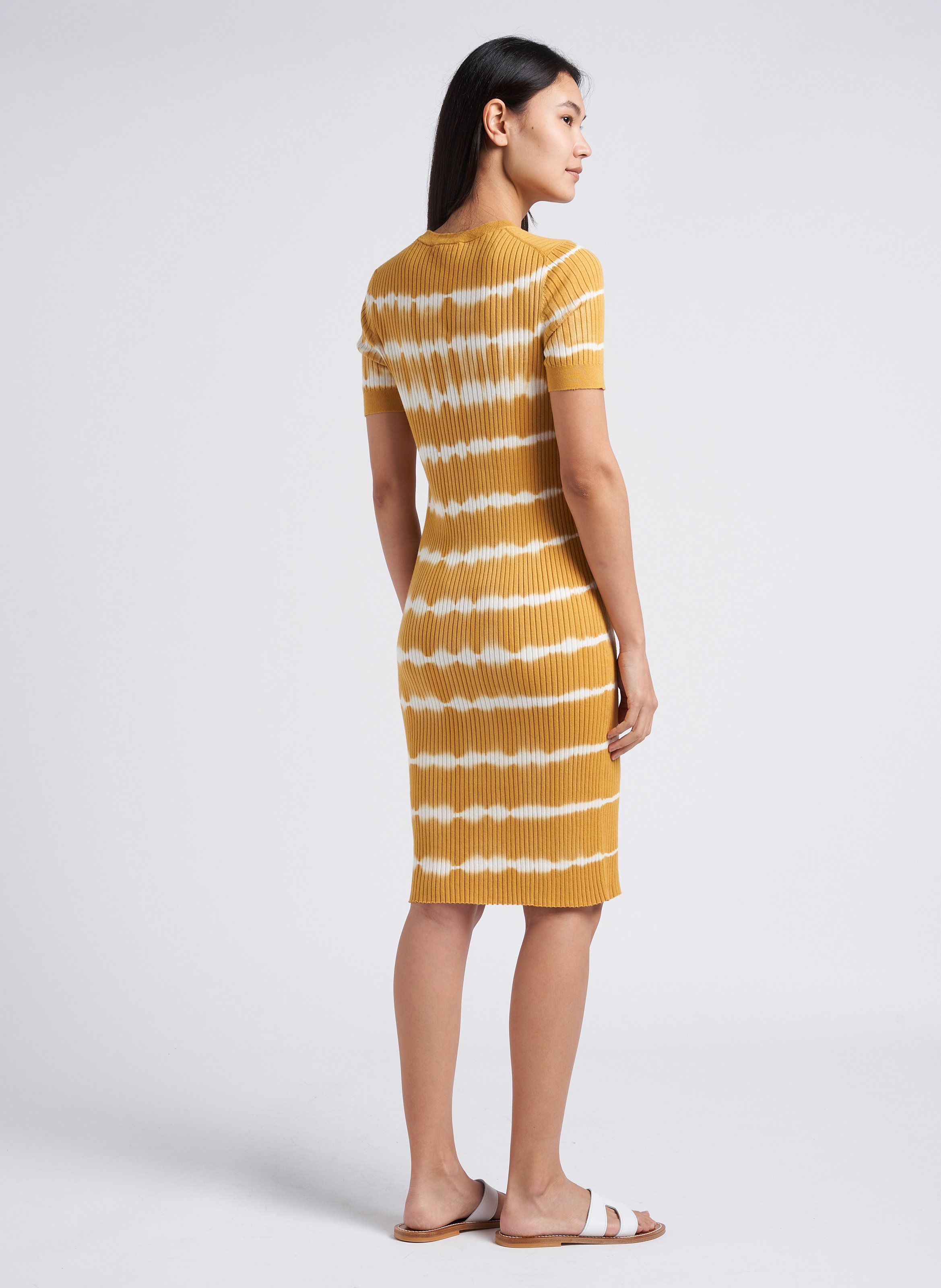 Organic cotton tie-dye print round-neck midi dress PAUL SMITH Yellow