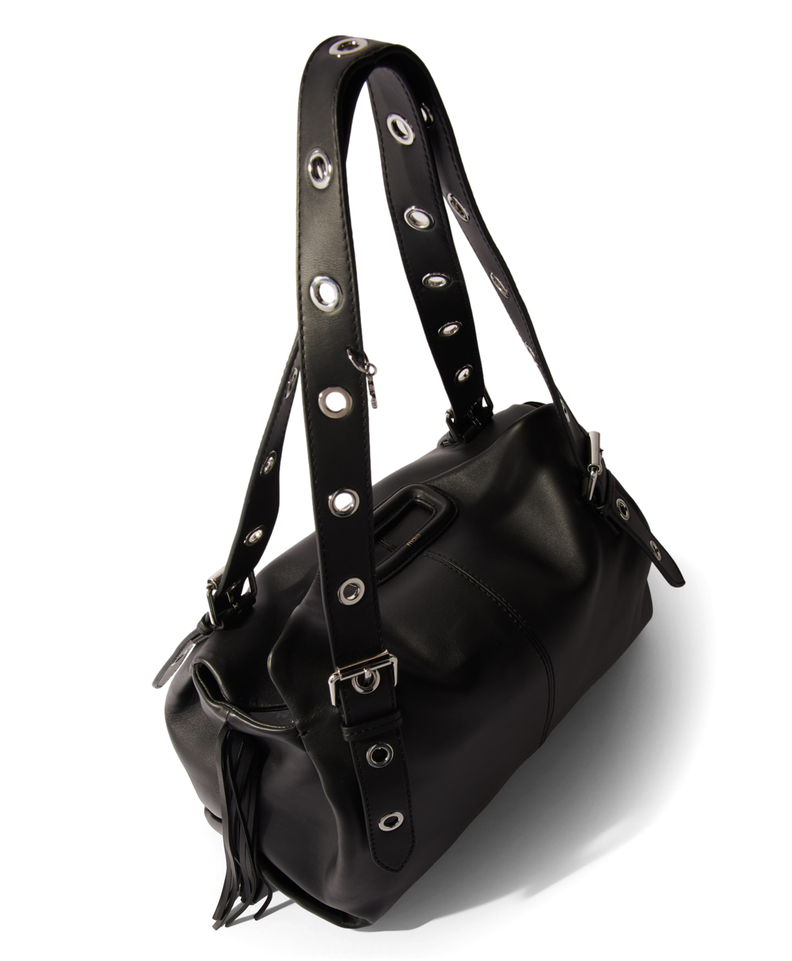 Grand sac shopping en cuir MAJE Noir