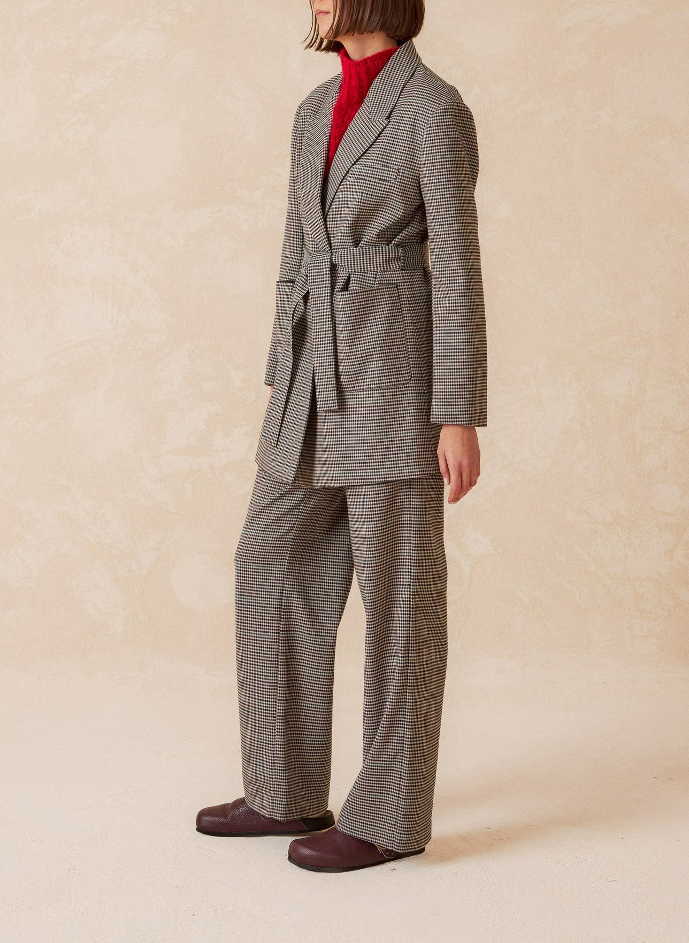 Houndstooth pattern blazer with lapel collar INDI & COLD Black