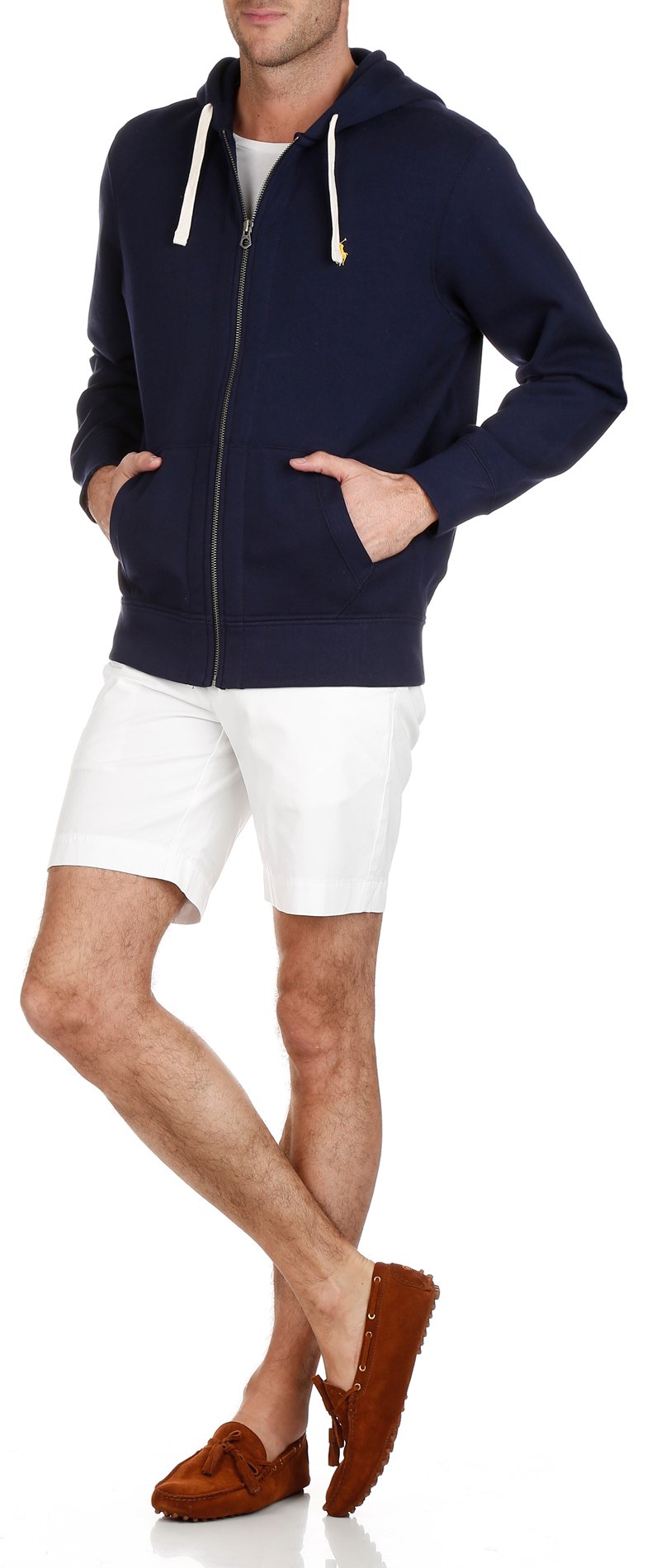 Sweat à capuche regular-fit zippé en coton mélangé avec Pony player POLO RALPH LAUREN Bleu