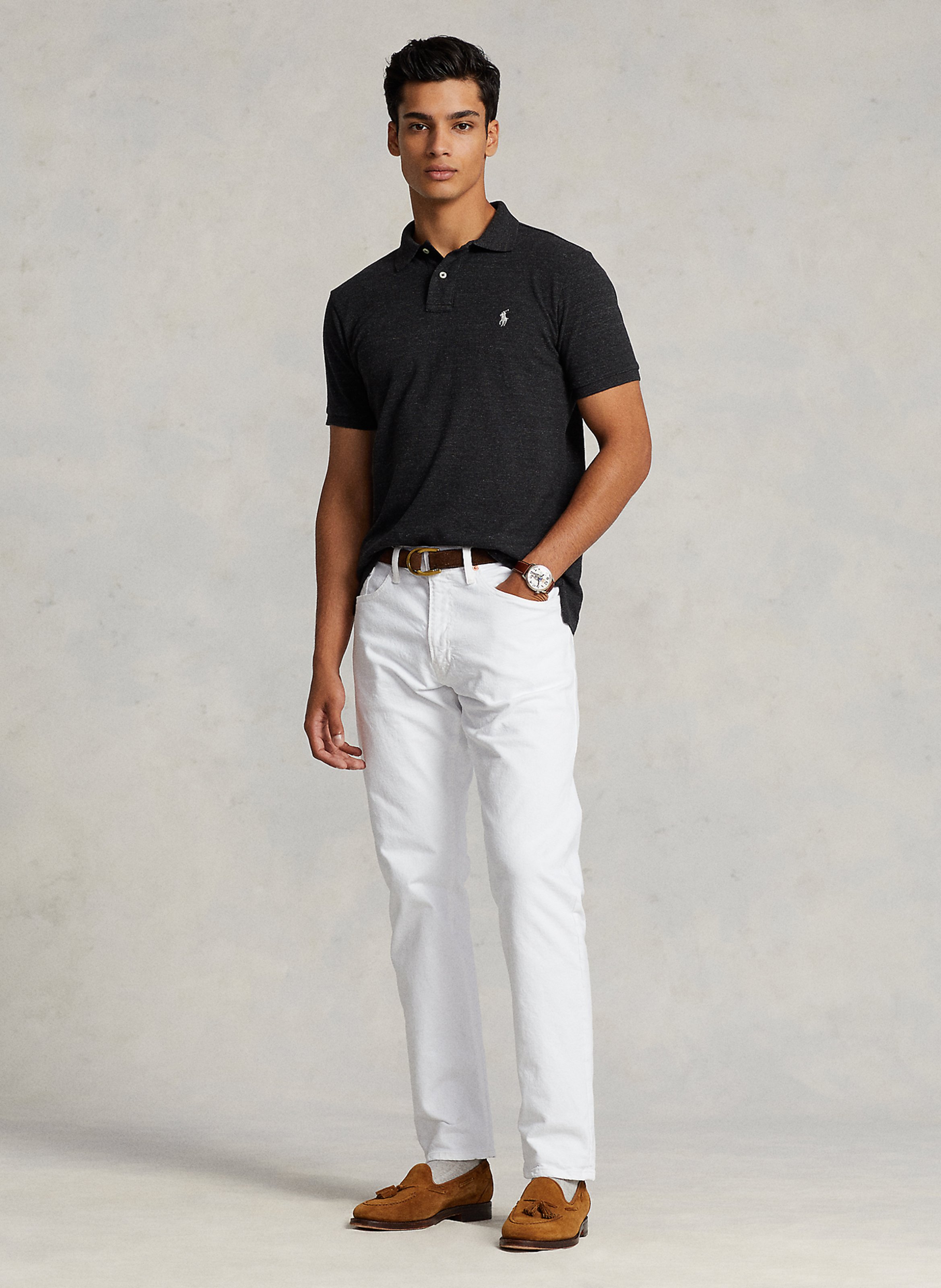 Slim-fit cotton piqué polo shirt POLO RALPH LAUREN Black