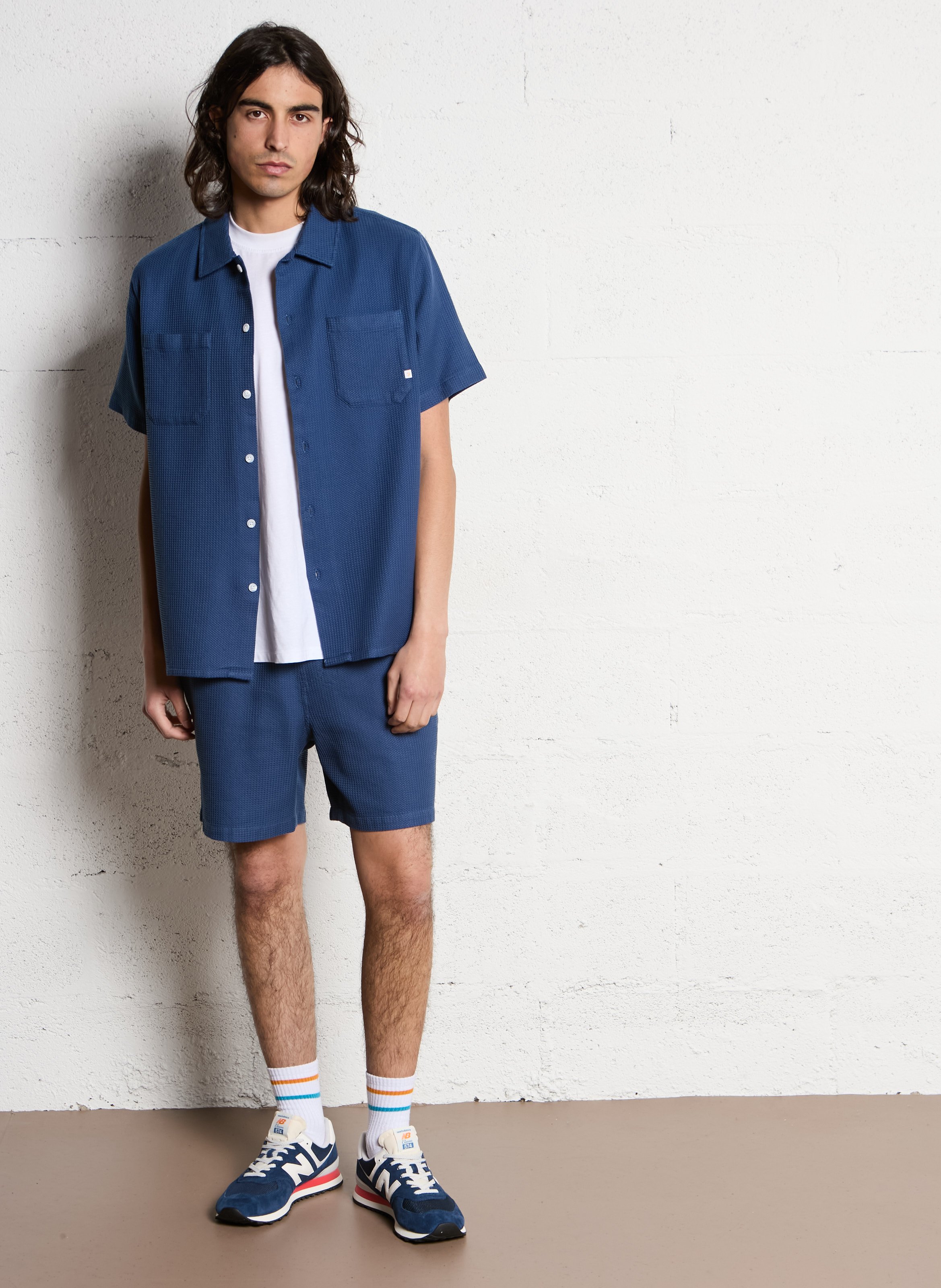 Straight-cut organic cotton shorts FARAH Blue