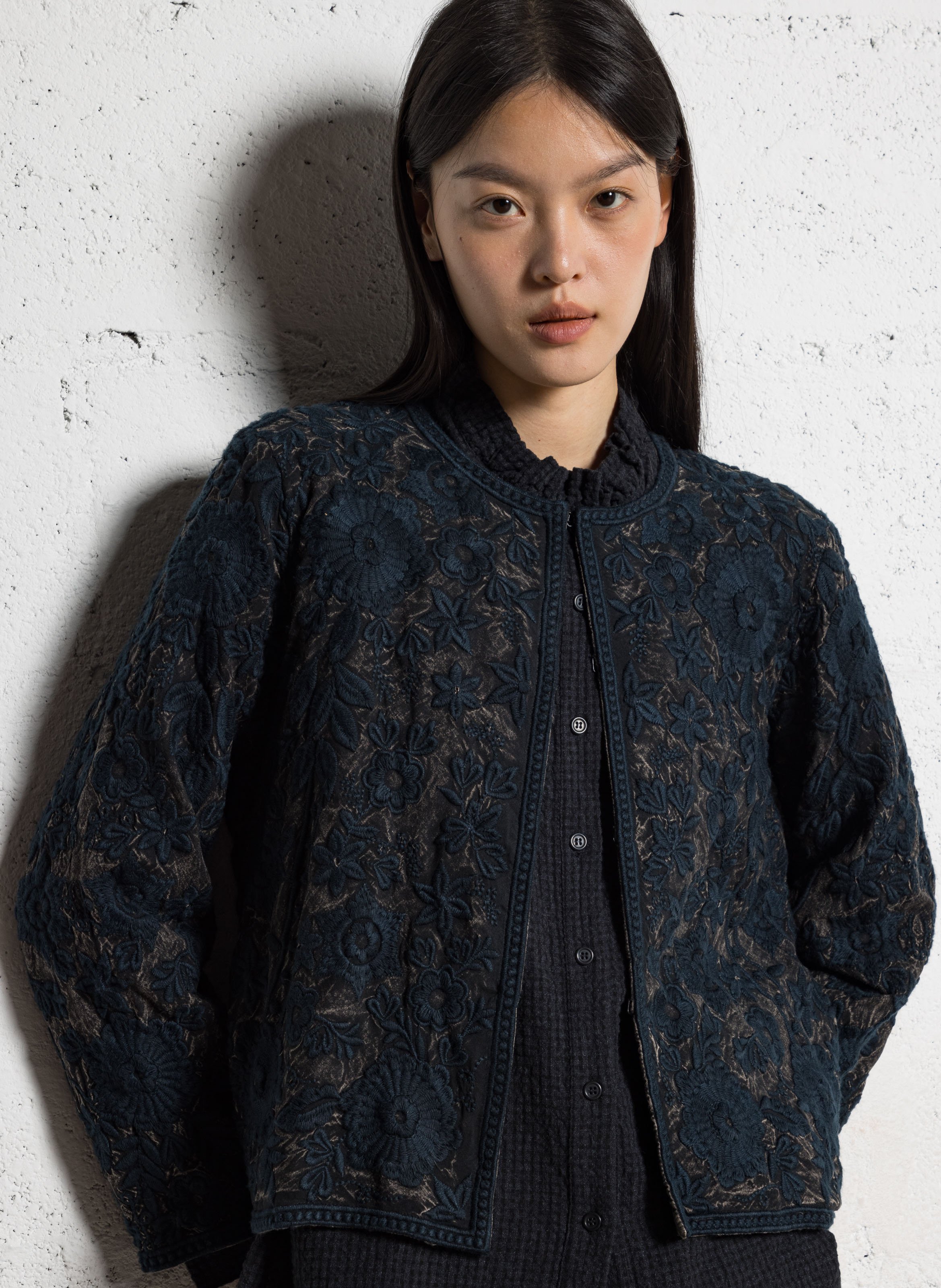 Round-neck embroidered cardigan MAISON HOTEL Blue