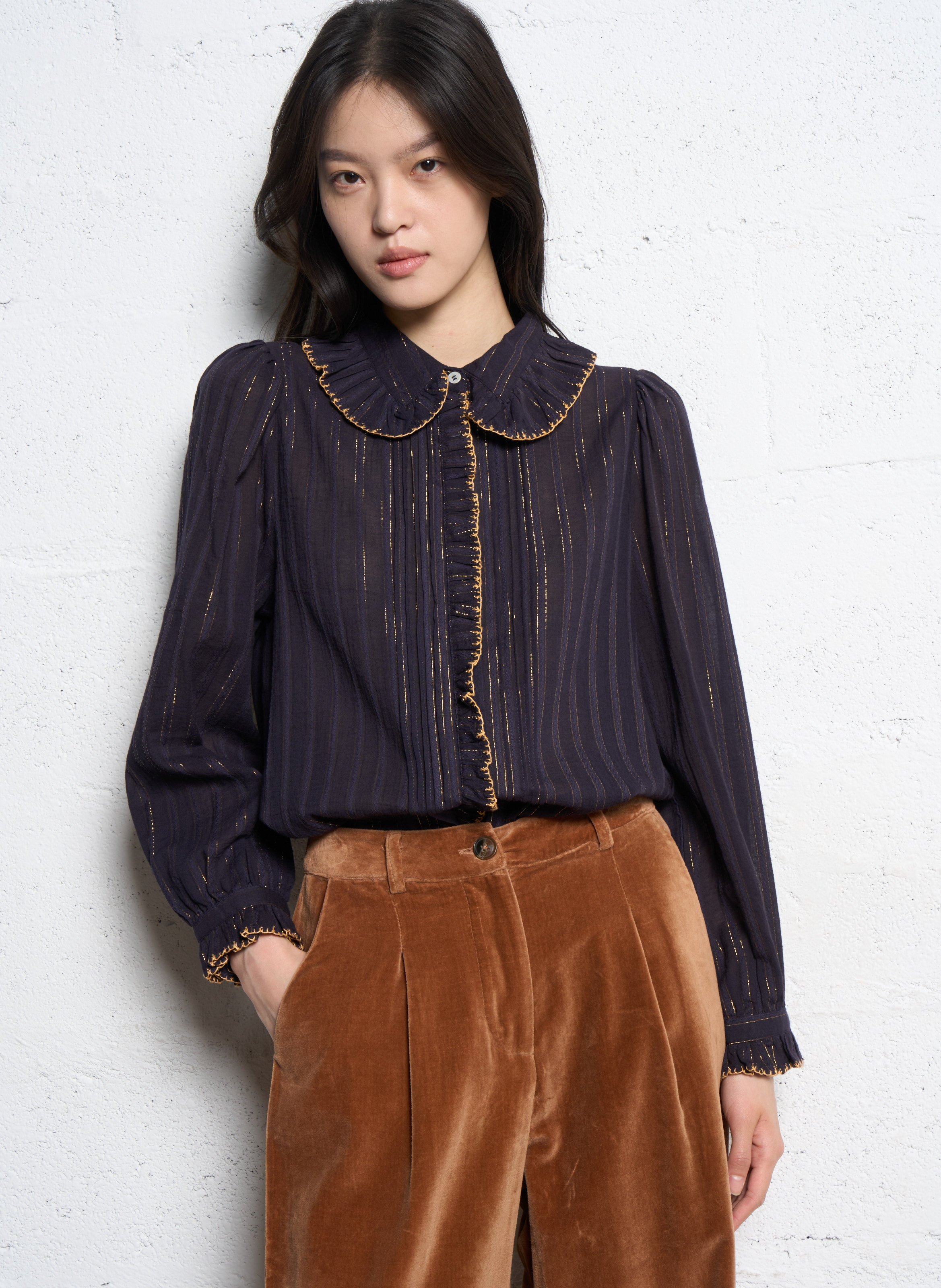 Baumwoll-Bluse EMILE ET IDA Blau