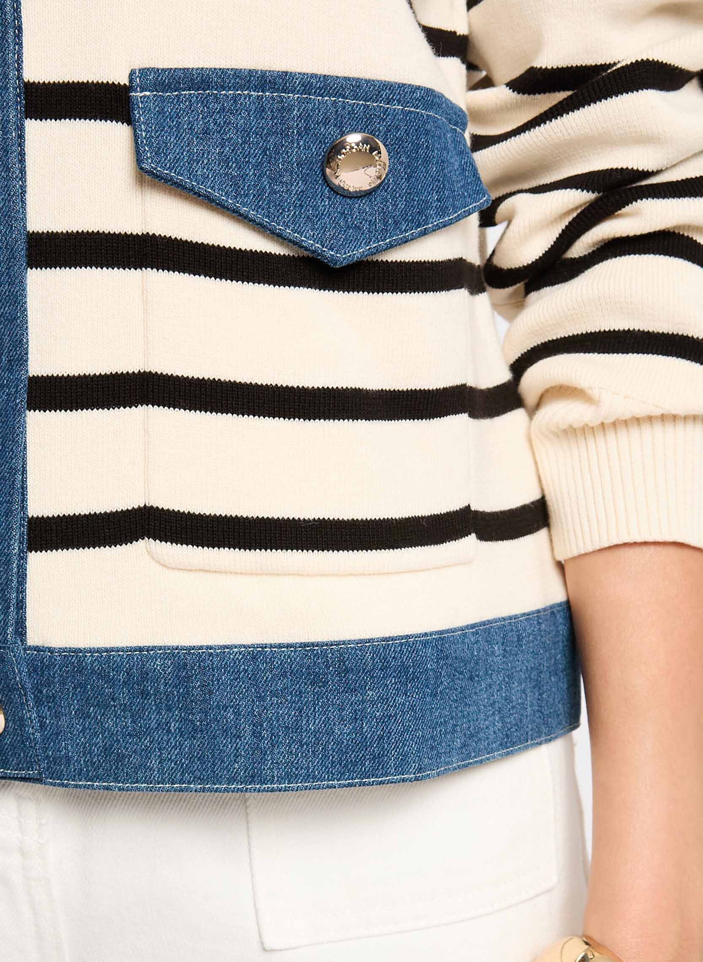 Striped fine knit cardigan MORGAN Beige