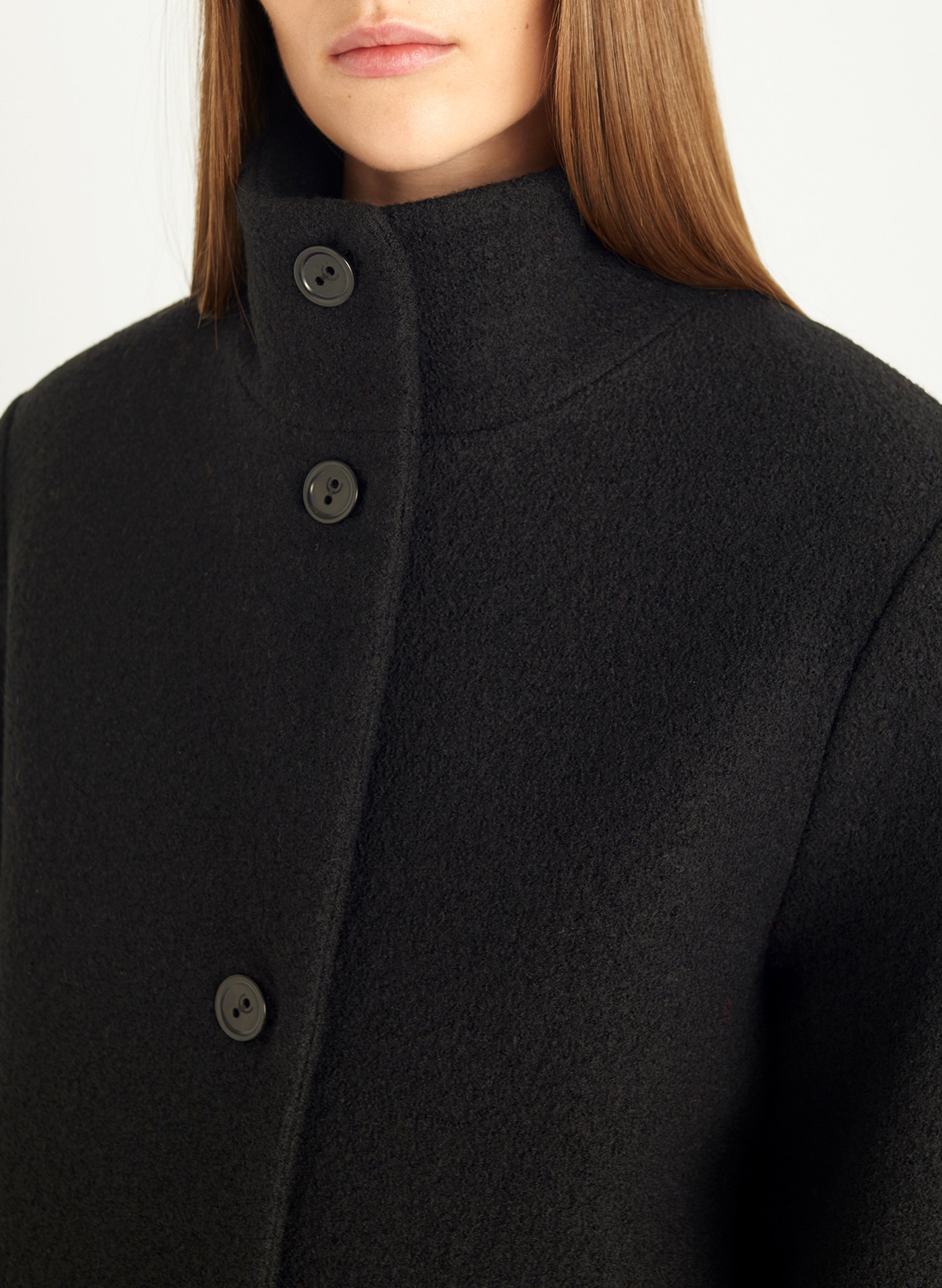 Manteau midi col montant en laine COTELAC Noir