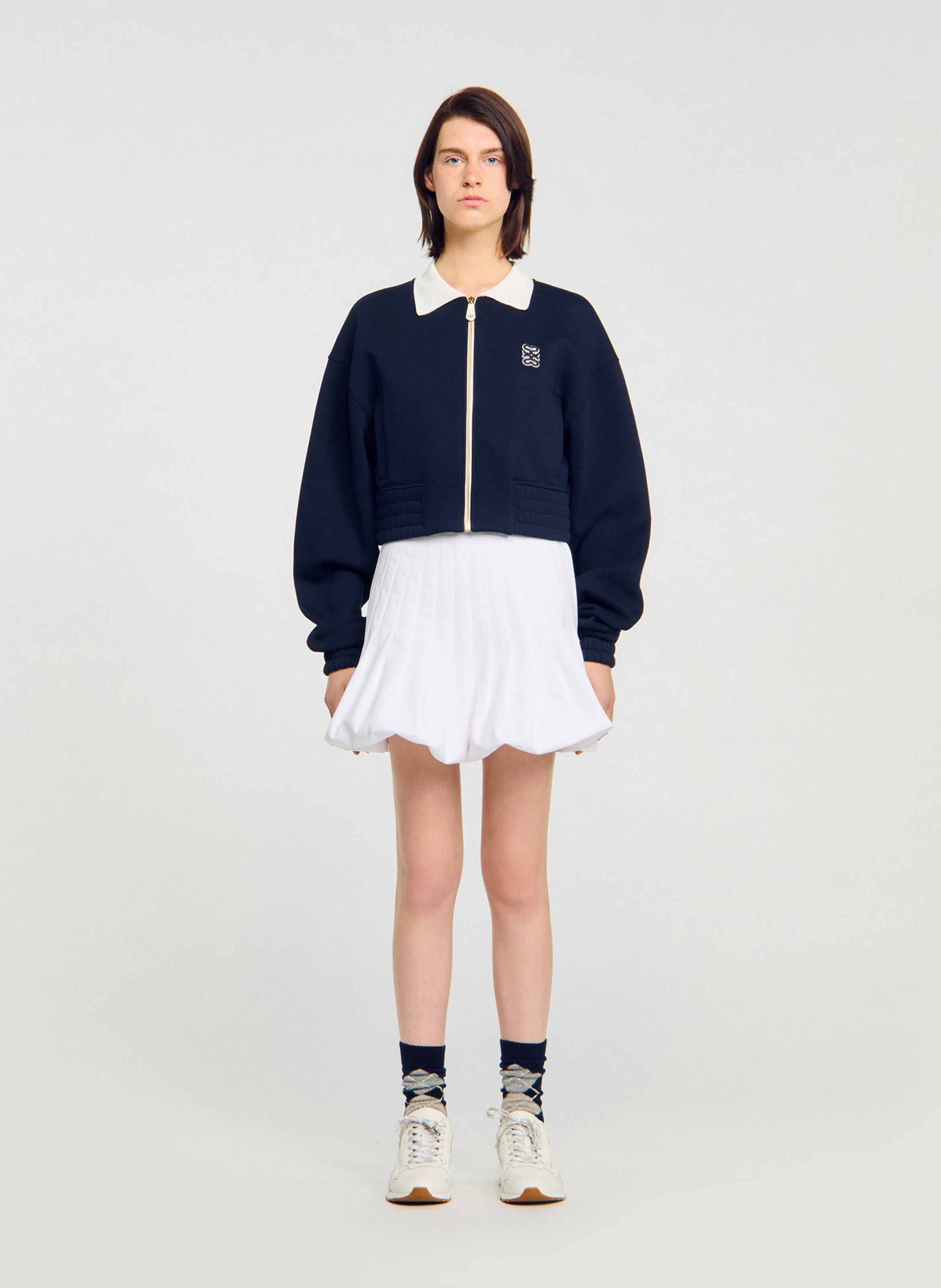 Sweat droit col classique en coton mélangé SANDRO Bleu