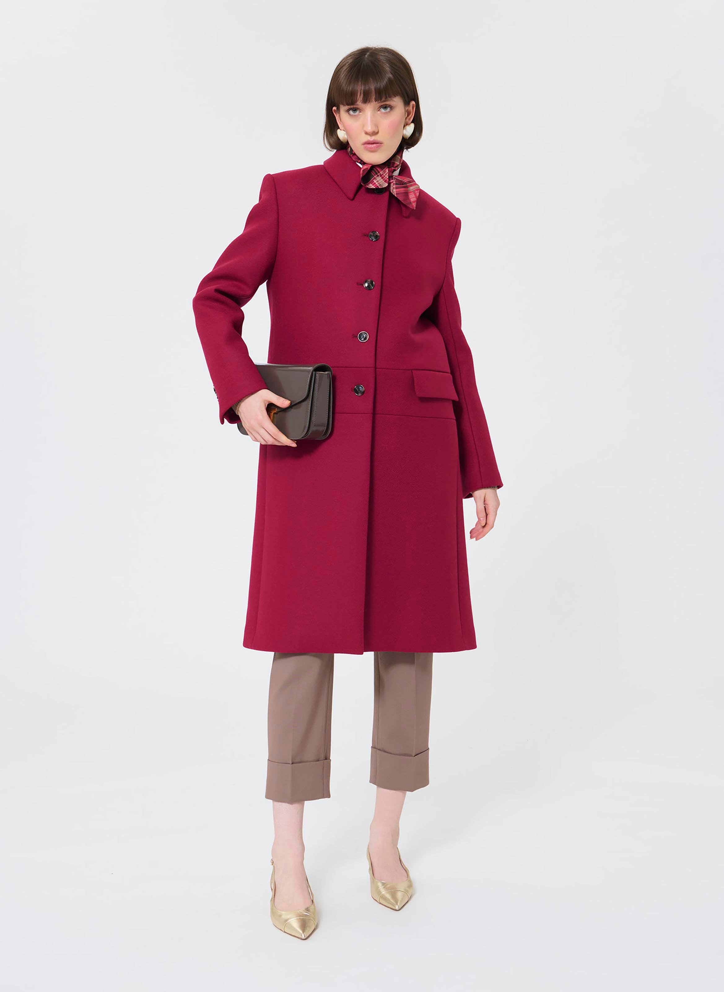Straight wool-blend coat with classic collar TARA JARMON Red