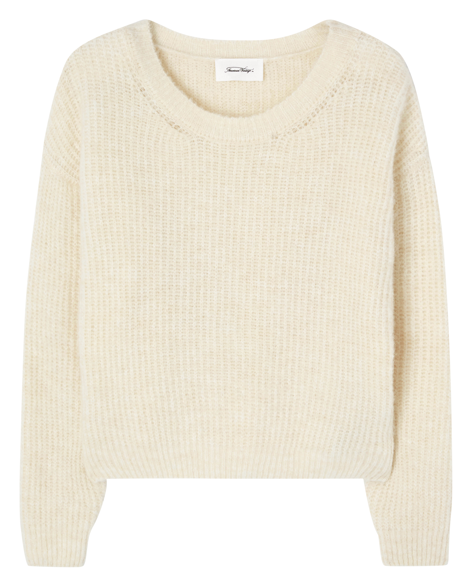 Pull droit à maille duveteuse en laine mélangée AMERICAN VINTAGE Beige