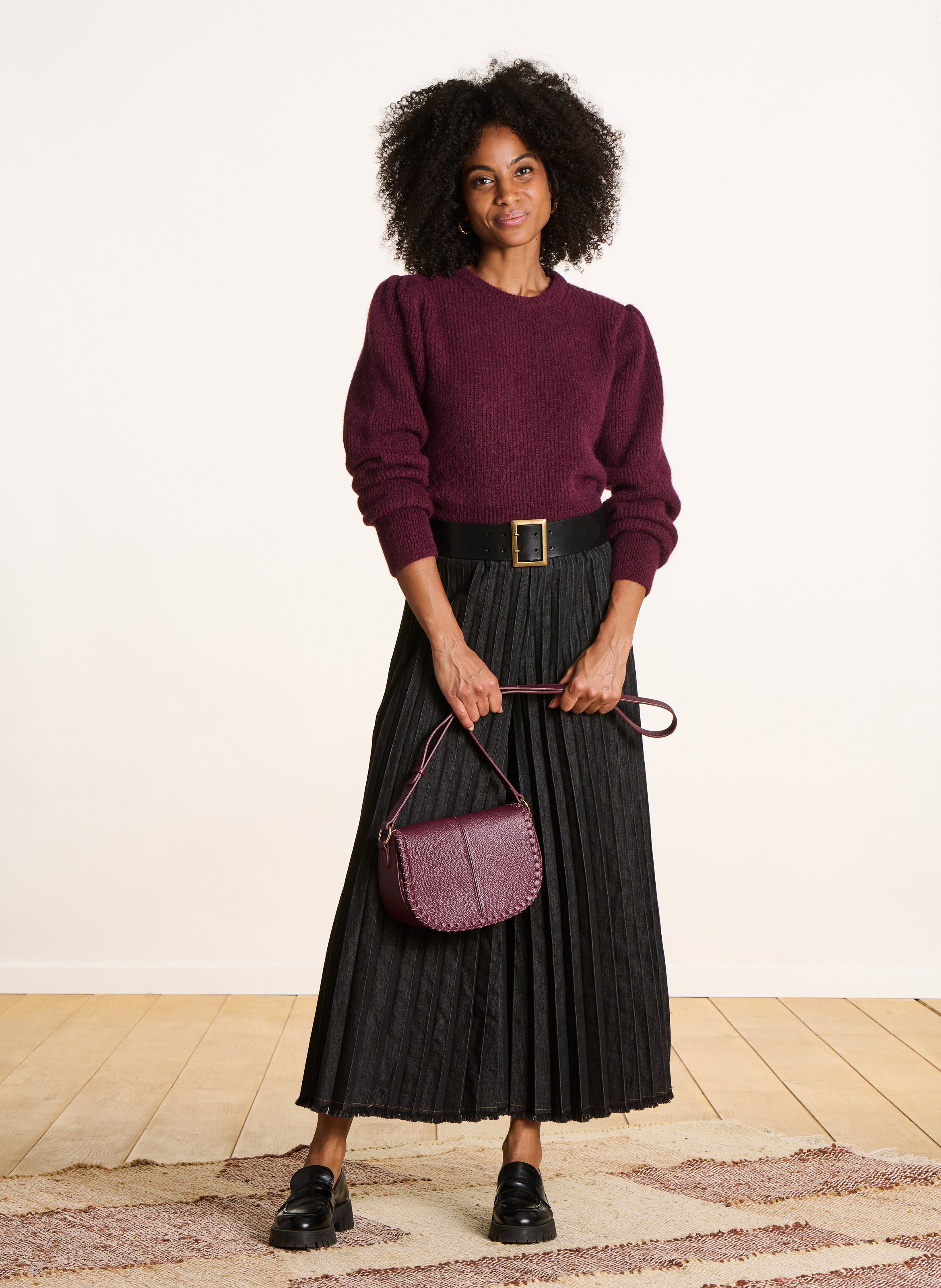 Gerade geschnittener Rundhalspullover aus Strick LA FEE MARABOUTEE Violett