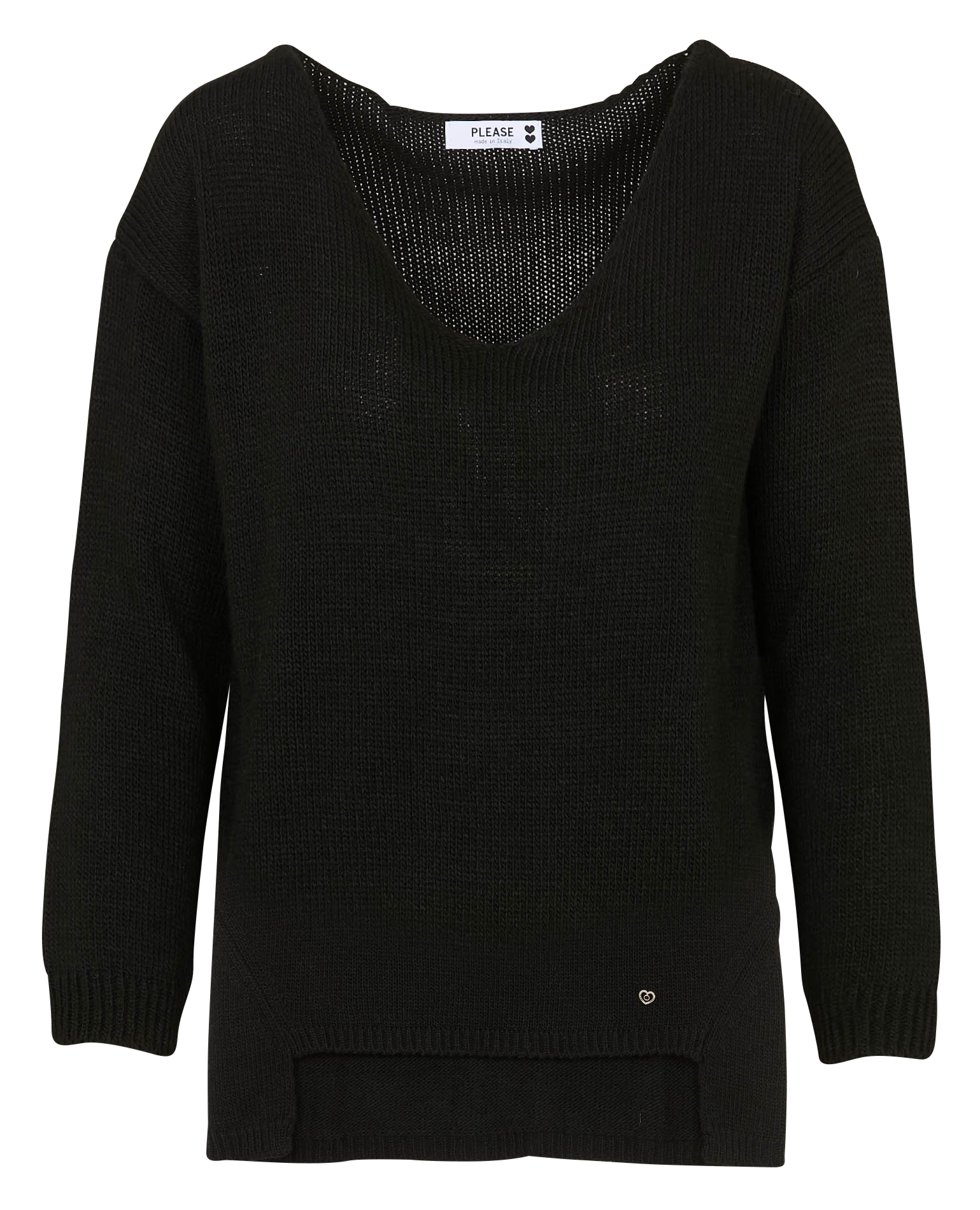 Pull V ample asymétrique uni PLEASE Noir