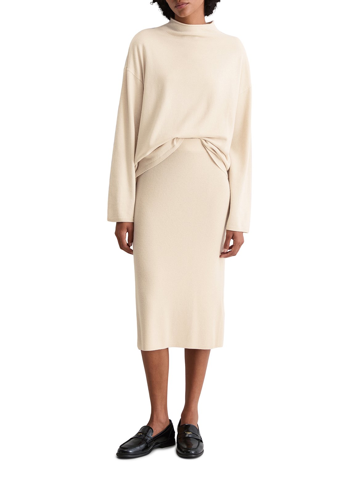 Falda midi recta lisa de lana mezclada MARC O'POLO Beige