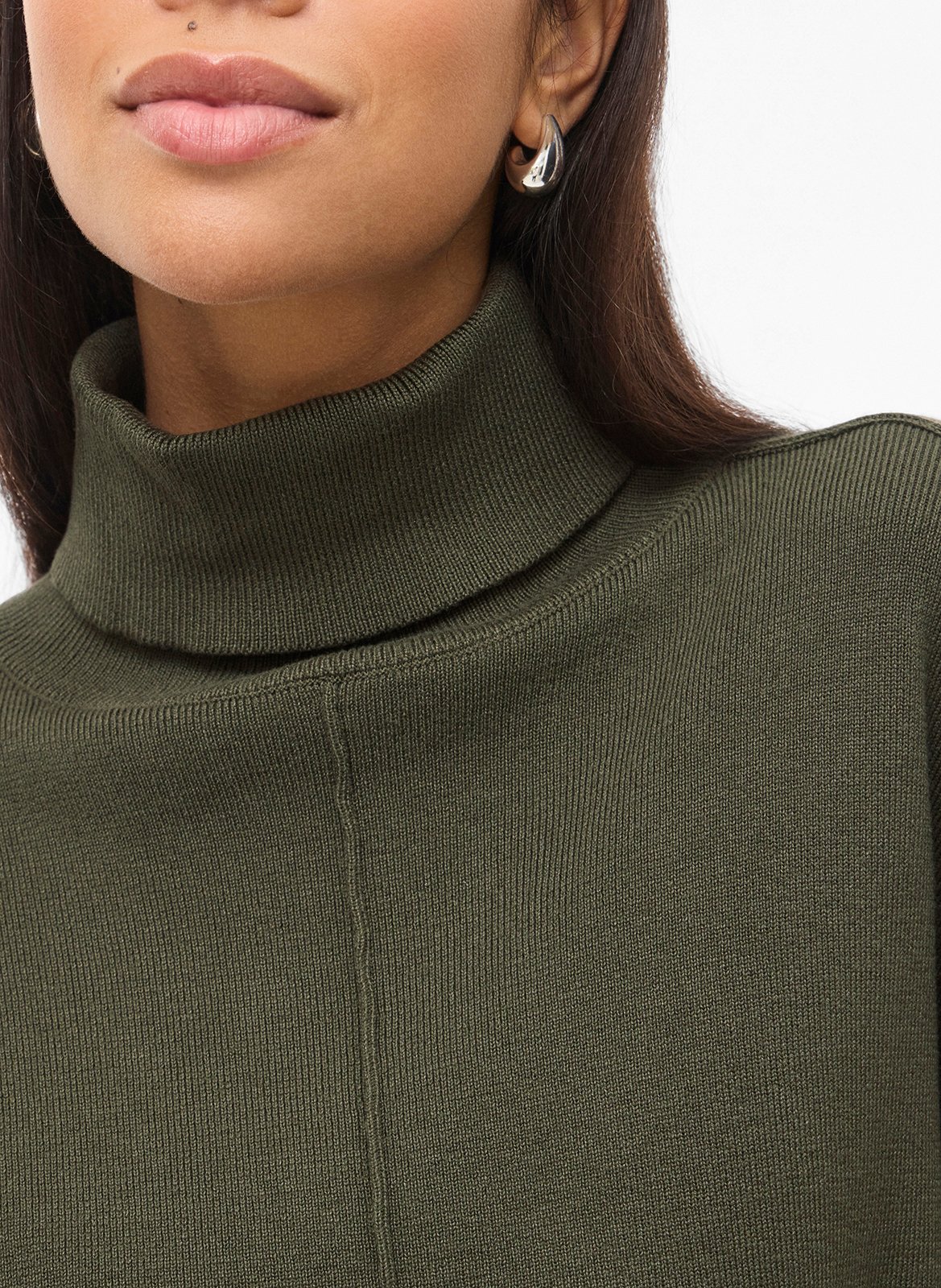 Pull col roulé ample uni VILA Vert