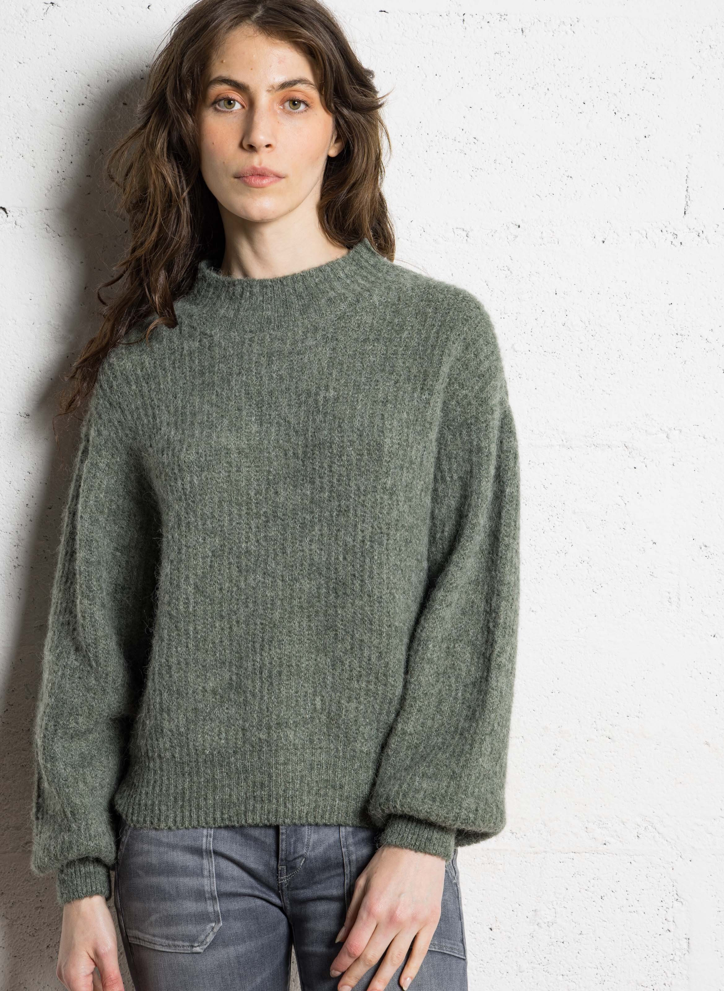 Straight-Cut high-Neck sweater Tortue chine American vintage