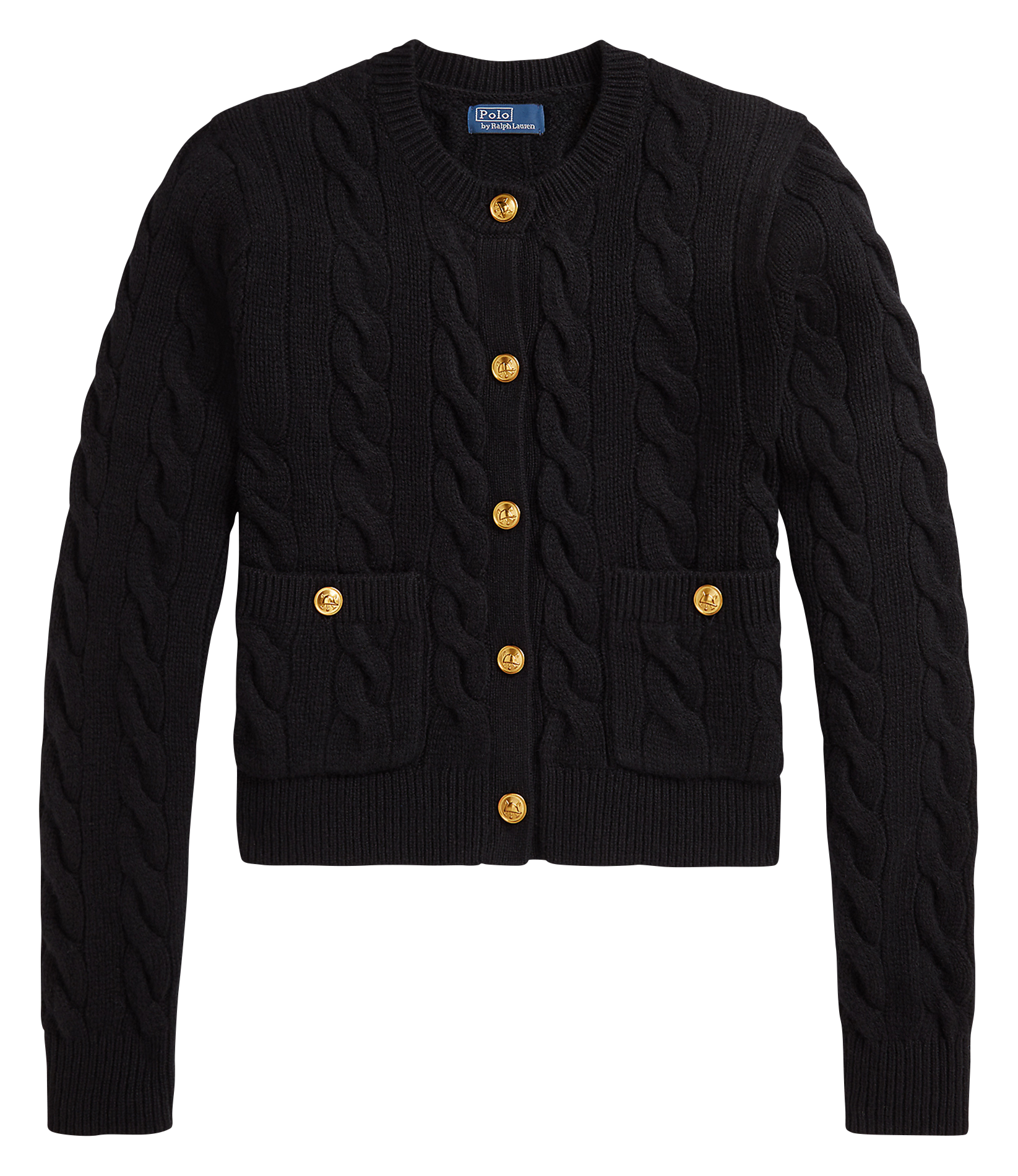 Gilet col rond en laine mélangée POLO RALPH LAUREN Noir