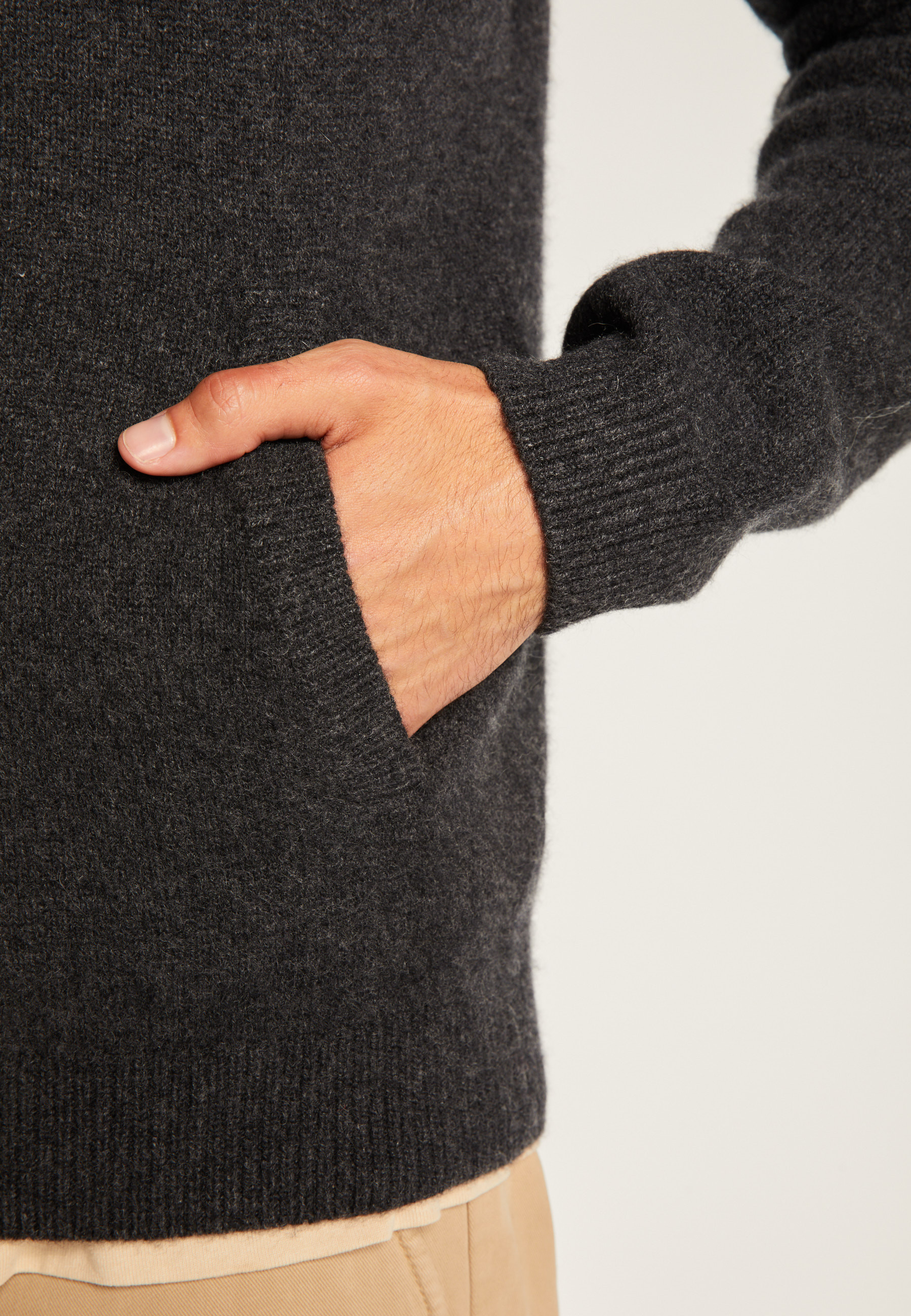 4-ply cashmere zip-up vest MAISON MONTAGUT Grey