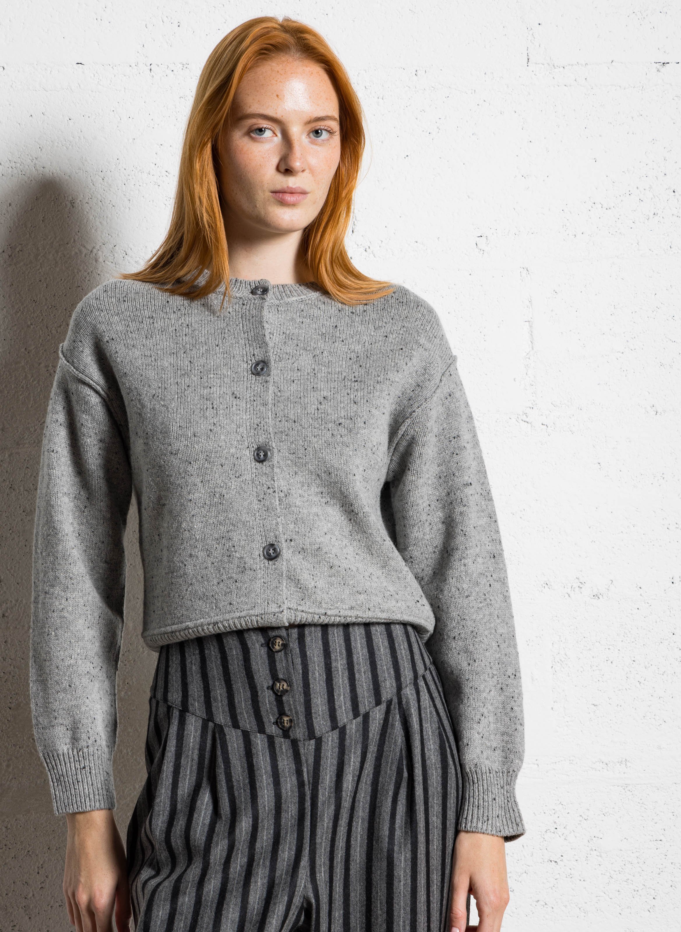 Gestippelde wollen korte cardigan MAISON 123 Grijs