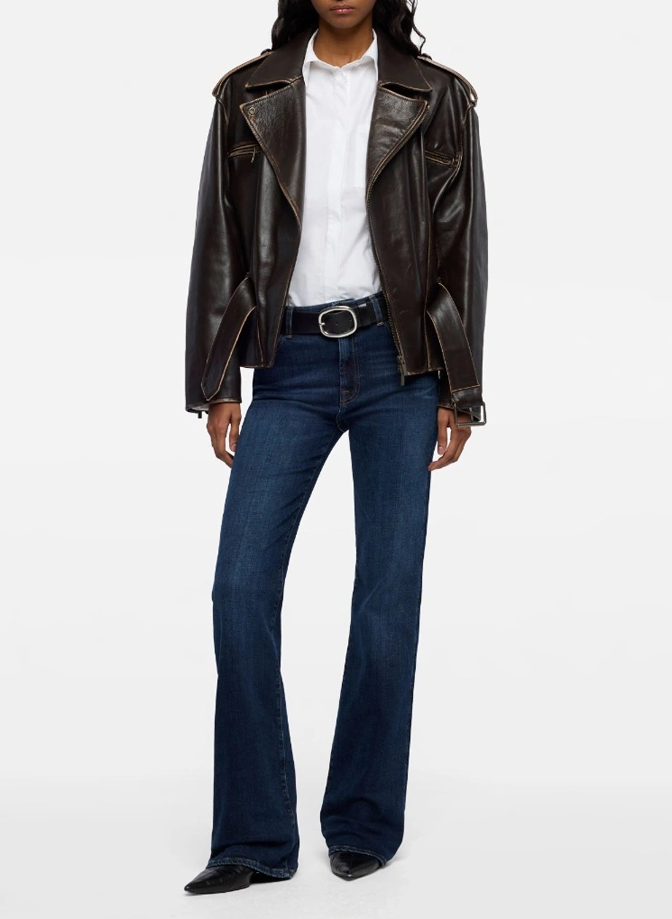 Flared jeans van ruw denim 7 FOR ALL MANKIND Blauw