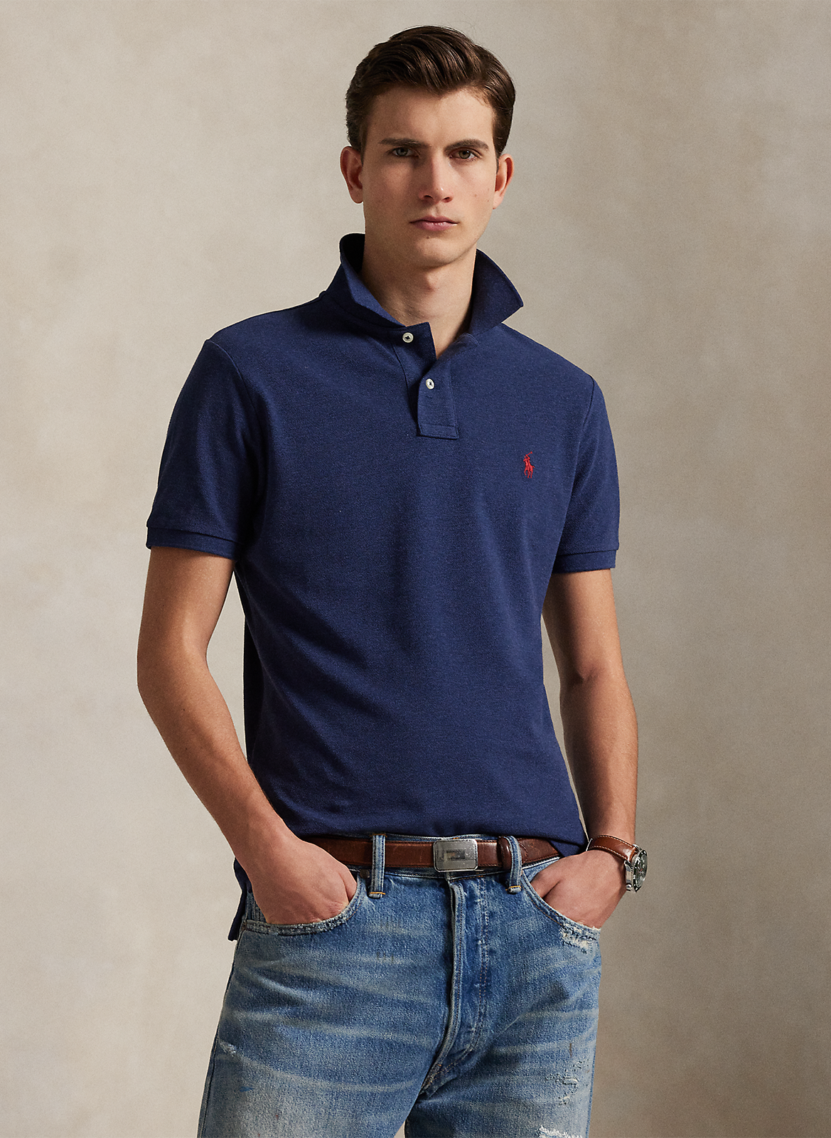 Polo slim-fiit en coton POLO RALPH LAUREN Bleu