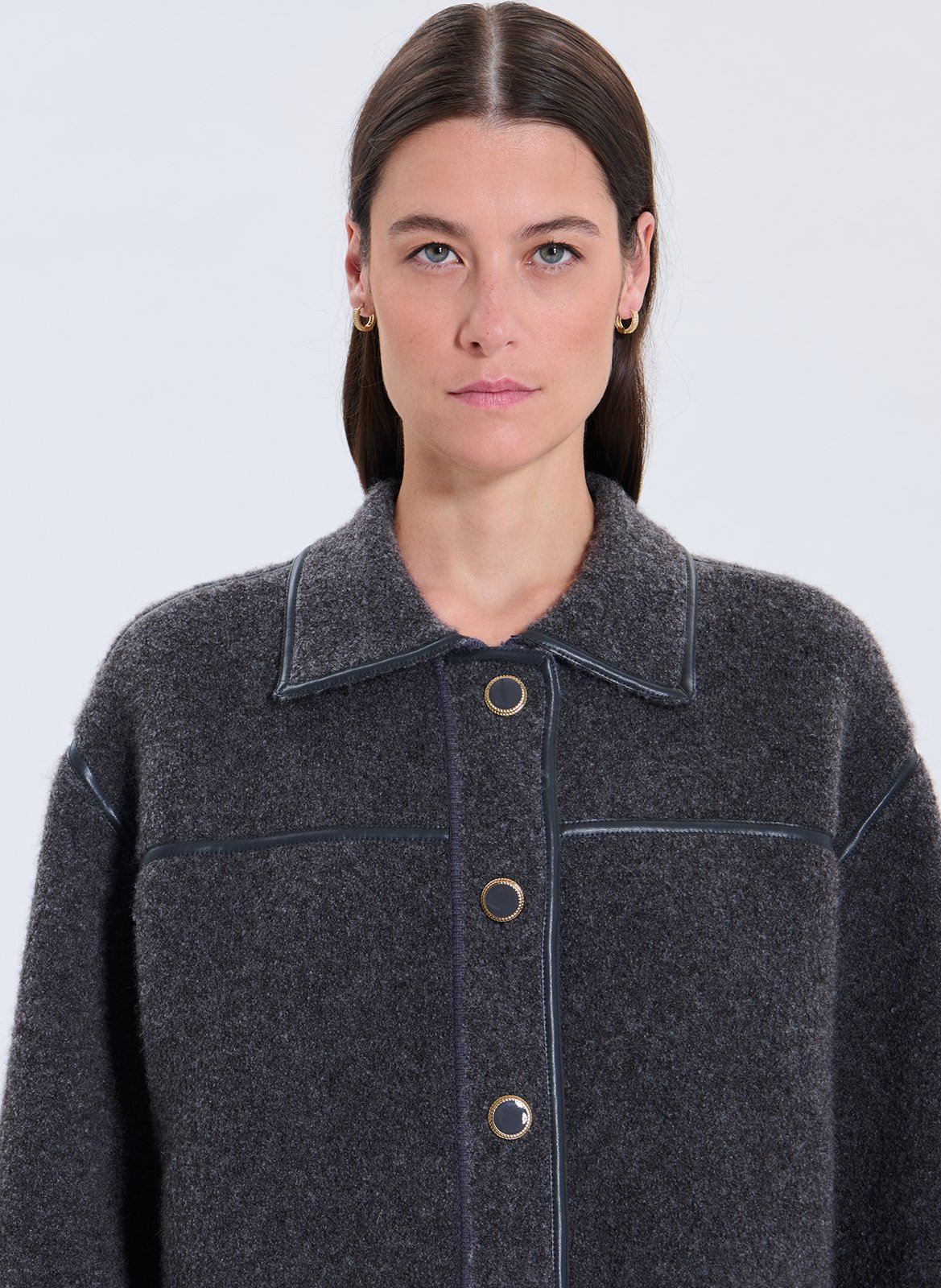 Vest met klassieke kraag - wolblend ZAPA Grijs