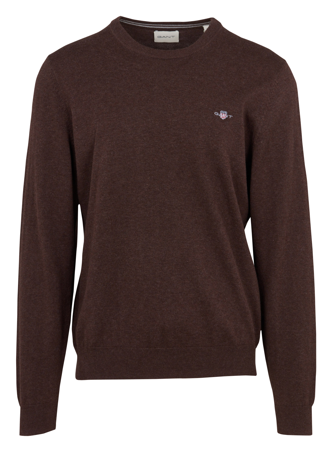 Pull droit col rond brodé en coton  GANT Marron