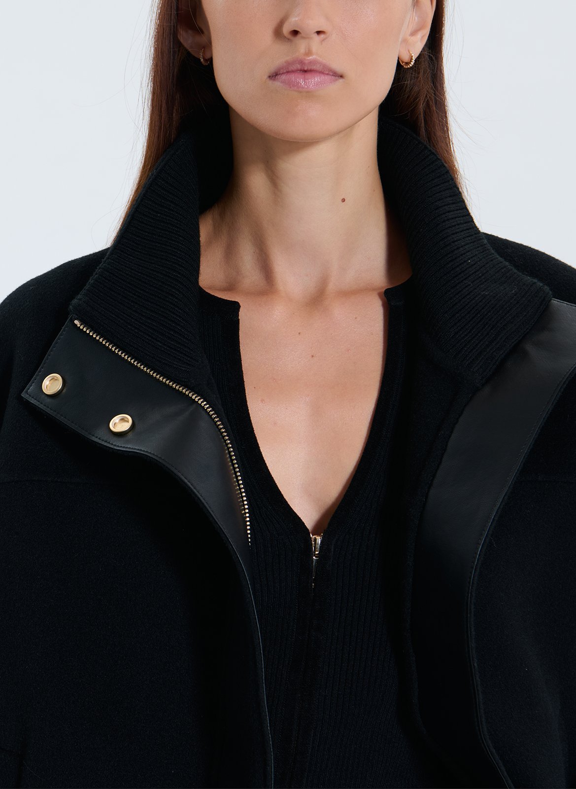 Oversized high-neck wool blend jacket ZAPA Black