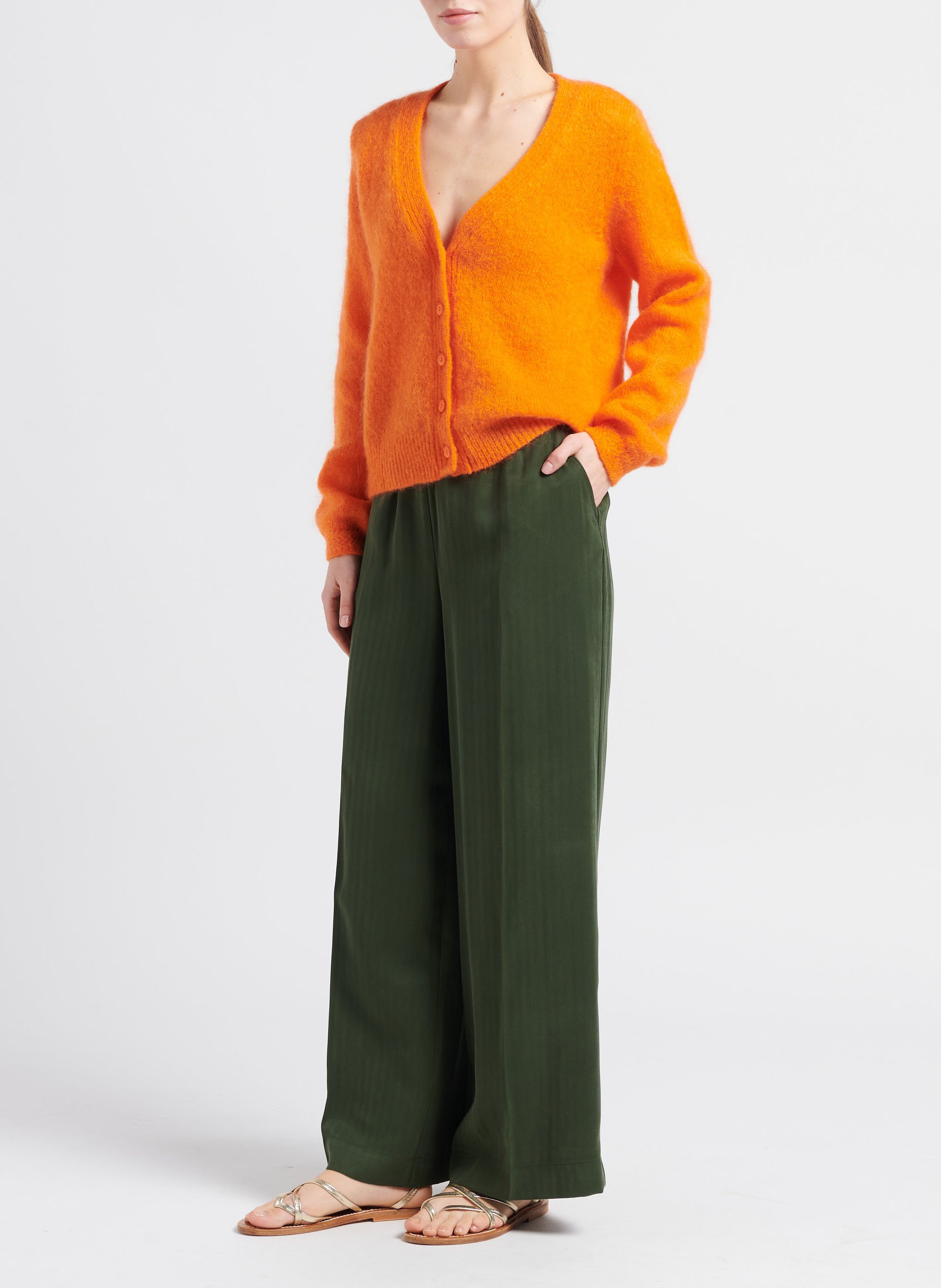 Pantalon ample à rayures OBJECT Vert