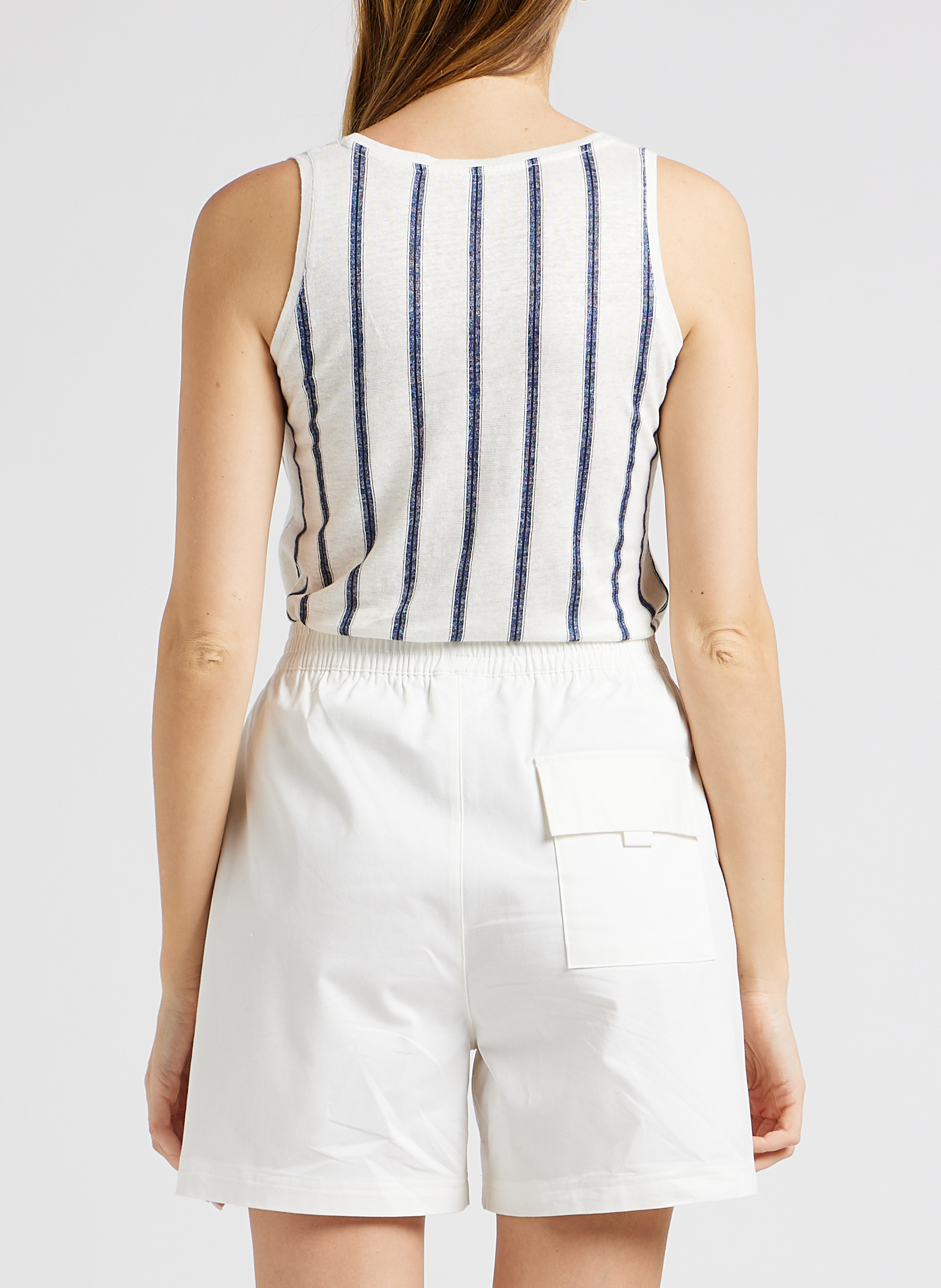 Striped stretch linen tank top MAJESTIC FILATURES Blue