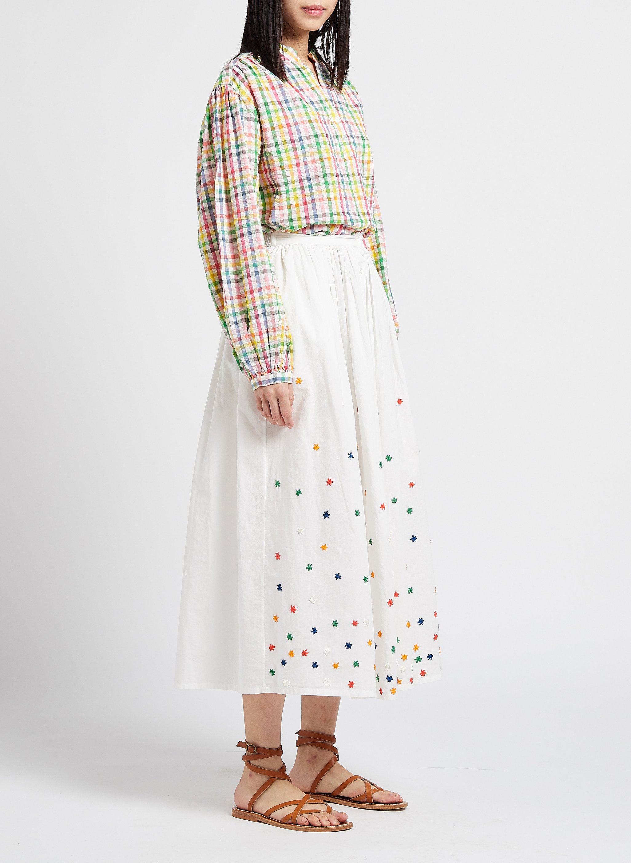 Maxirock aus Baumwolle mit Stickerei V DE VINSTER Weiss