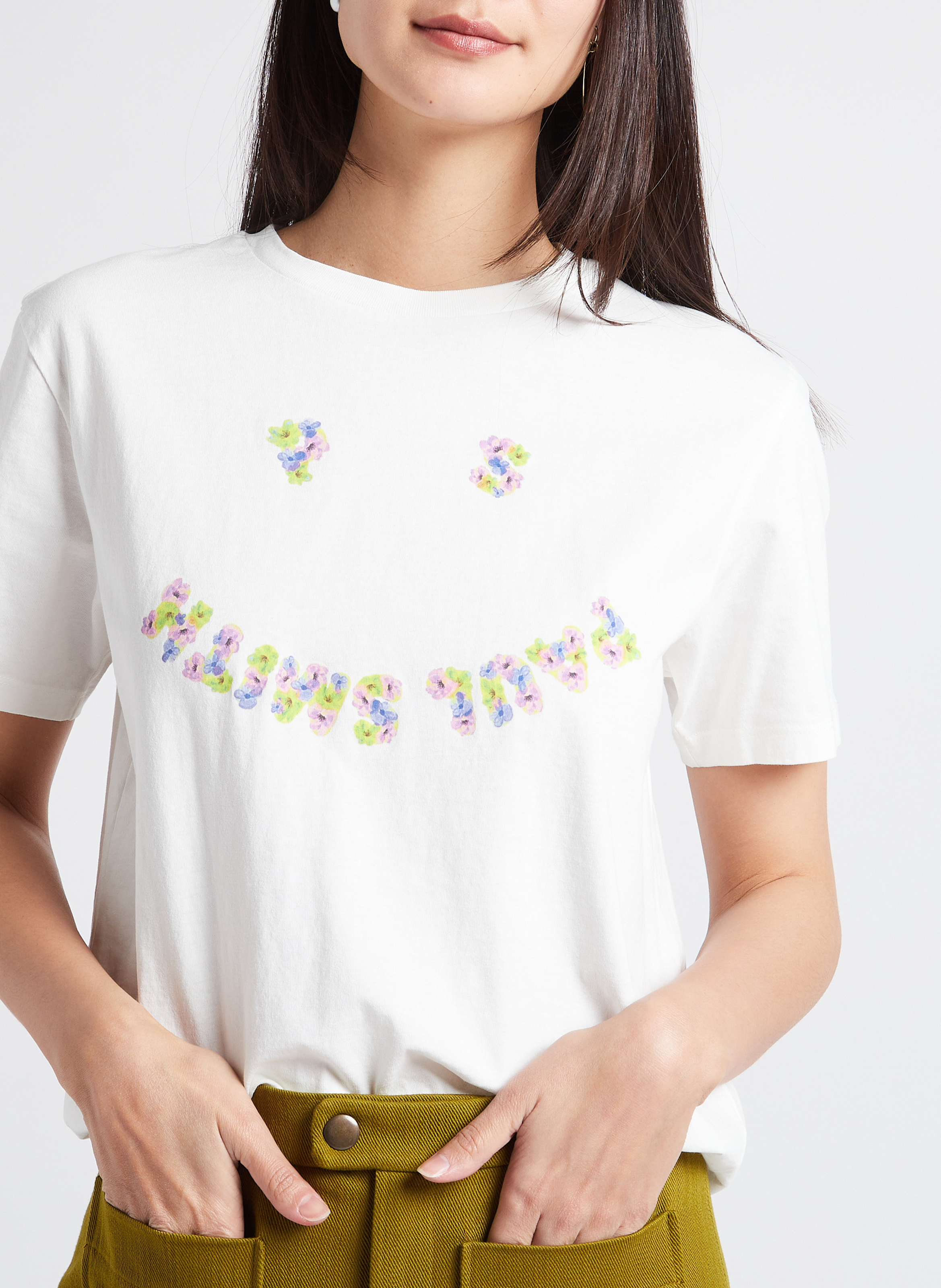 Tee-shirt col rond imprimé en coton bio  PAUL SMITH Blanc