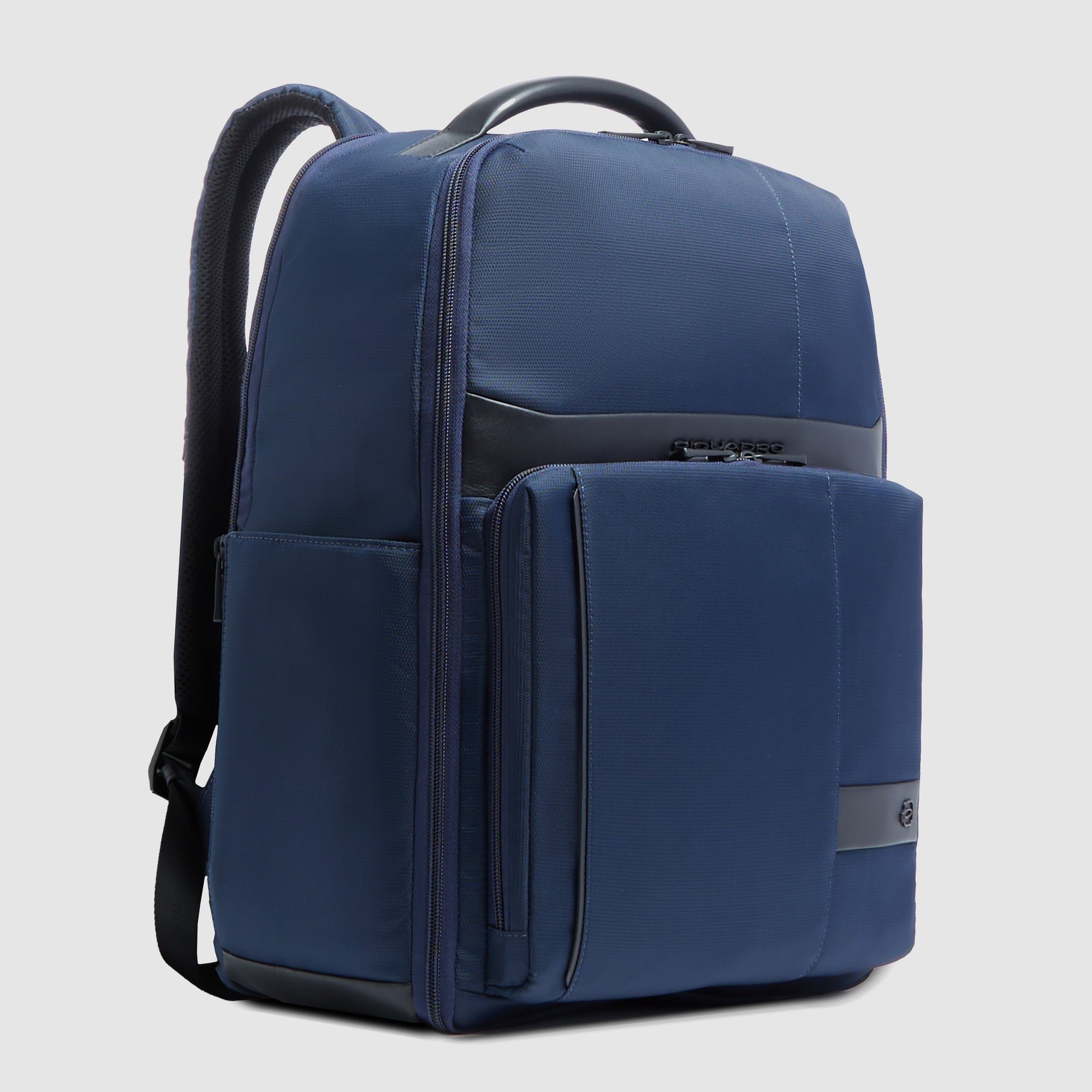 Travel backpack for computer and iPad® Pro in recycled fabric and leather, compatible with easyJet PIQUADRO Blue