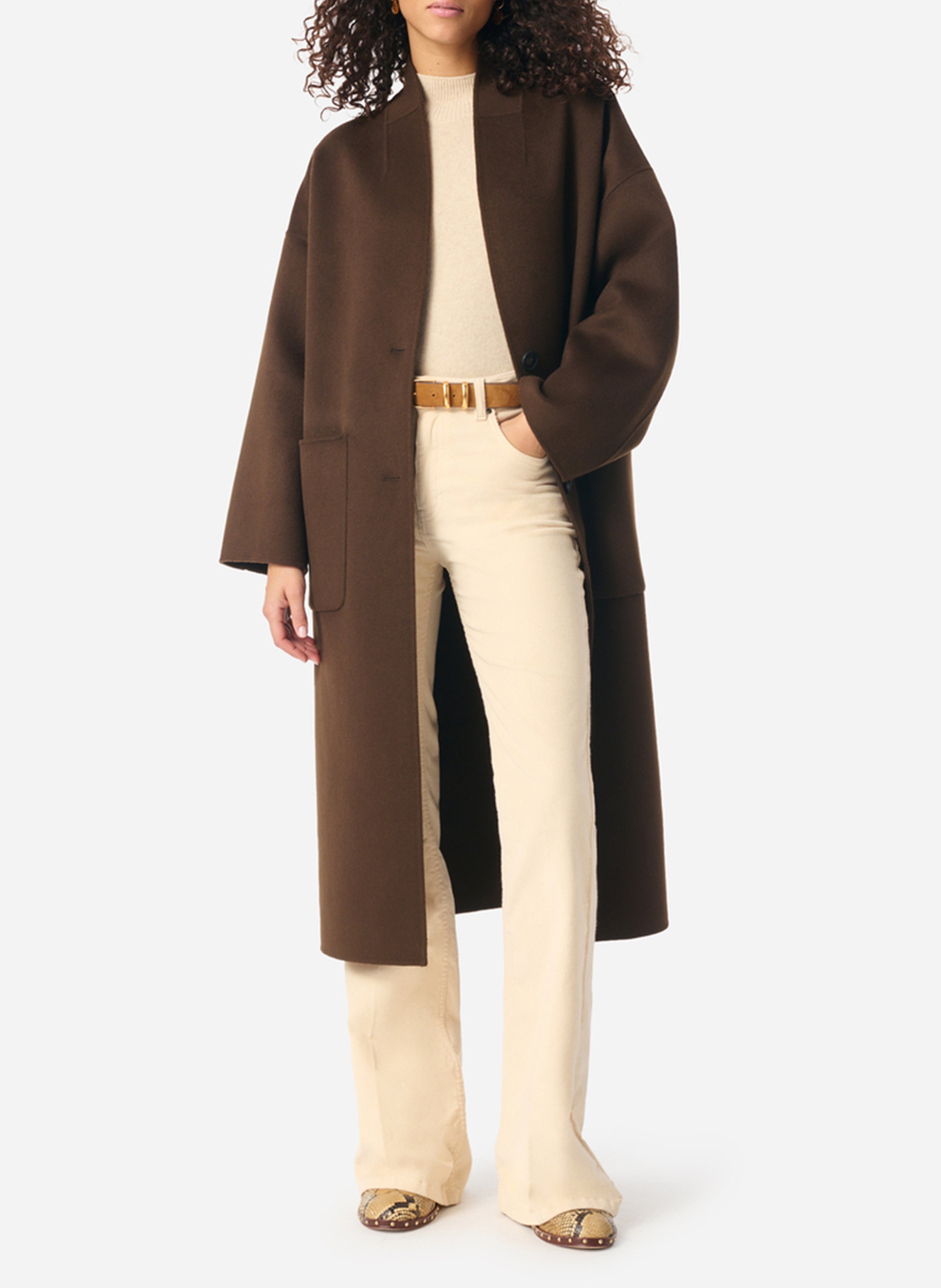 Wool-blend coat with shirt collar VANESSA BRUNO Brown