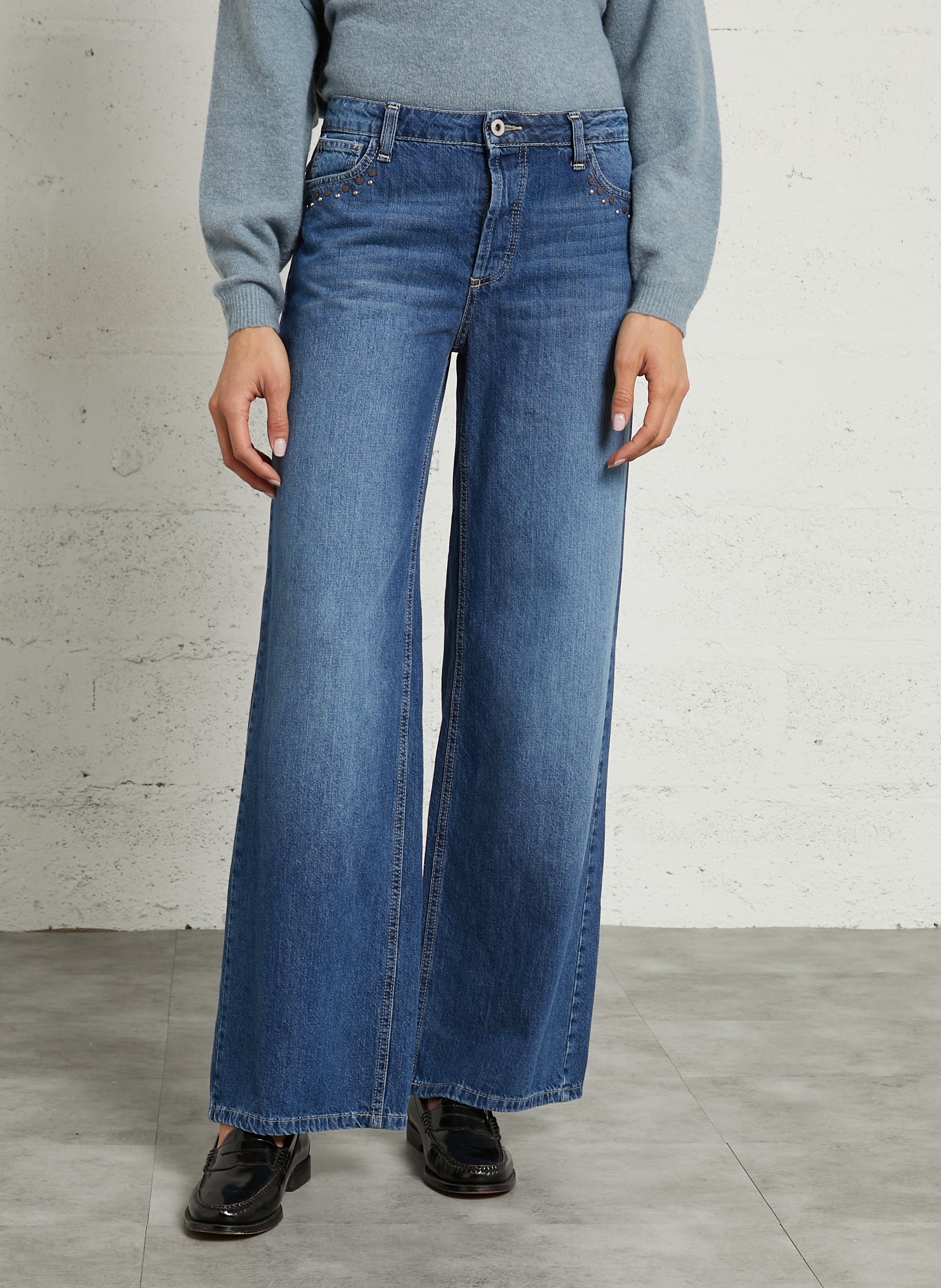 JEan large en coton PLEASE Bleu