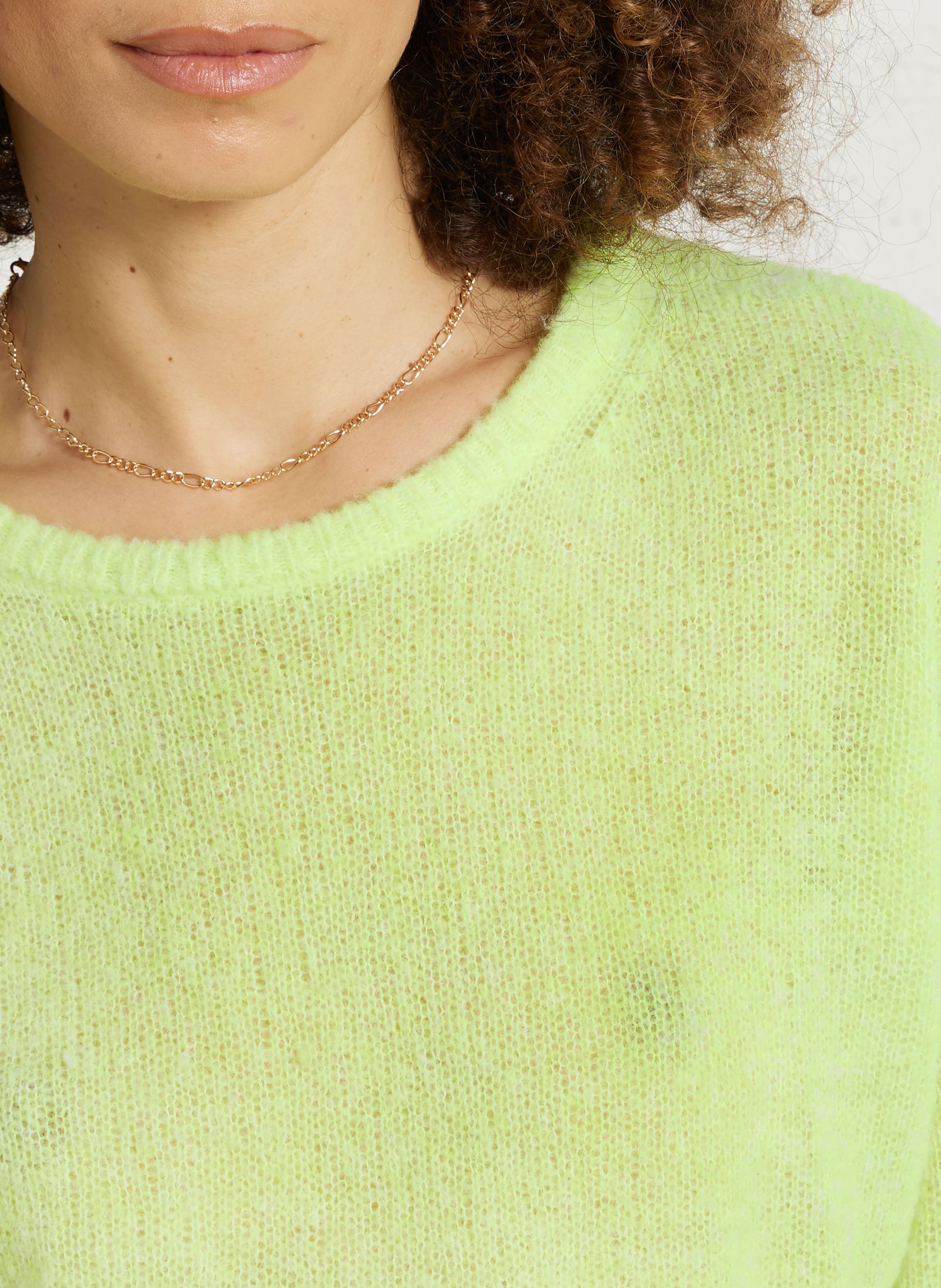 Pull oversize col rond en laine mélangée AMERICAN VINTAGE Jaune