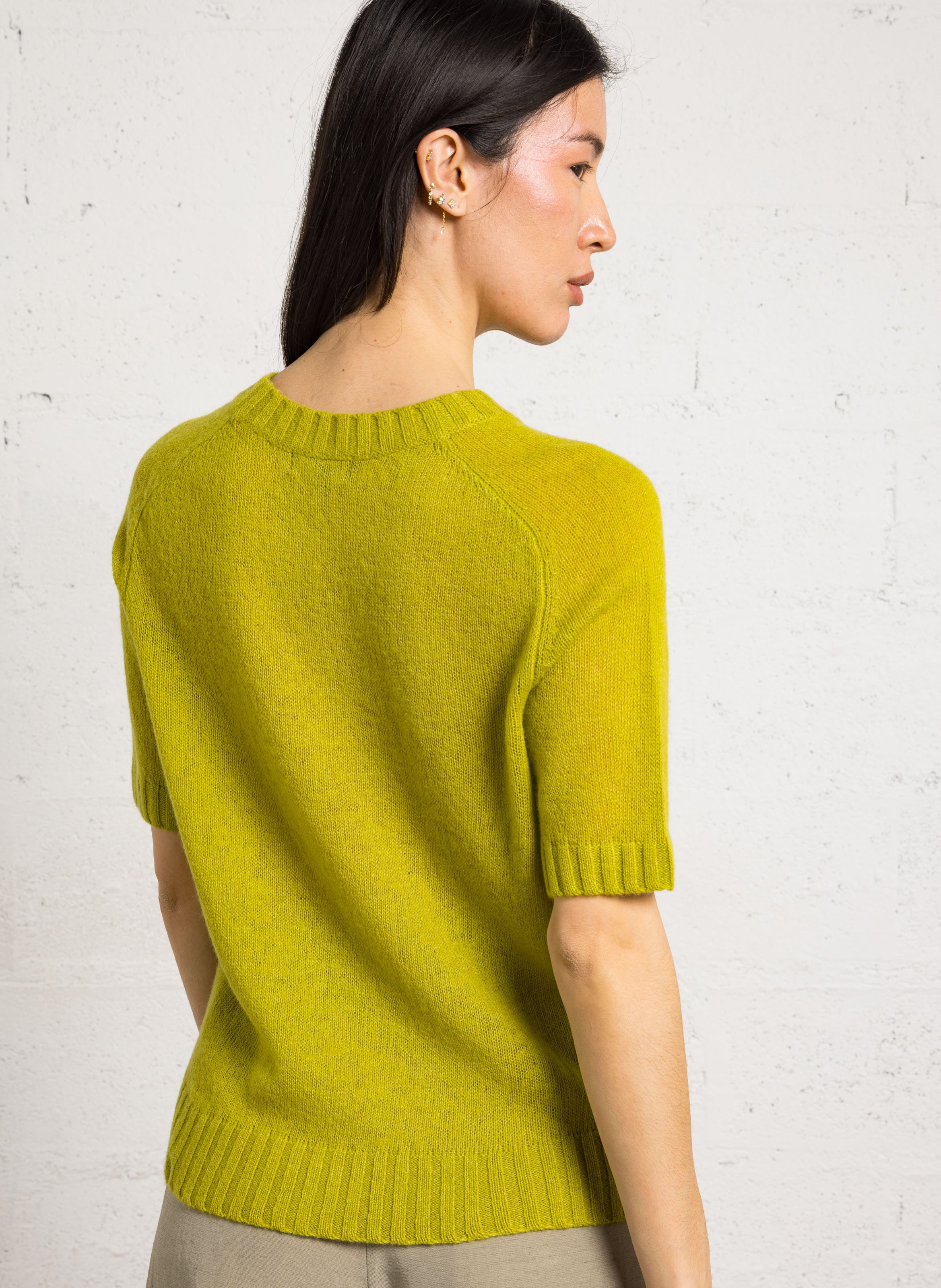 Pull droit col rond en laine mélangée SOEUR Vert