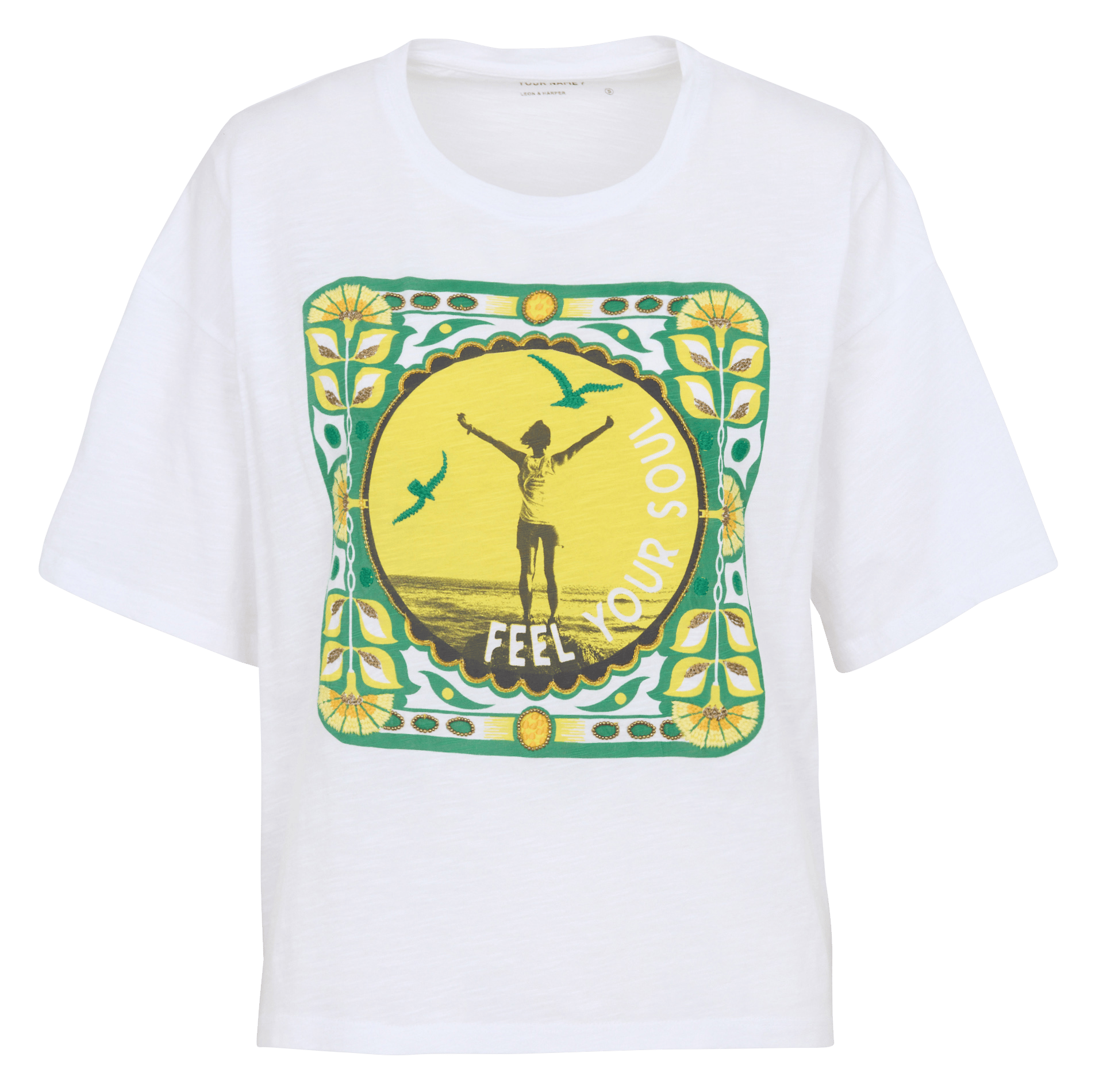 Tee-shirt col rond en coton bio LEON & HARPER