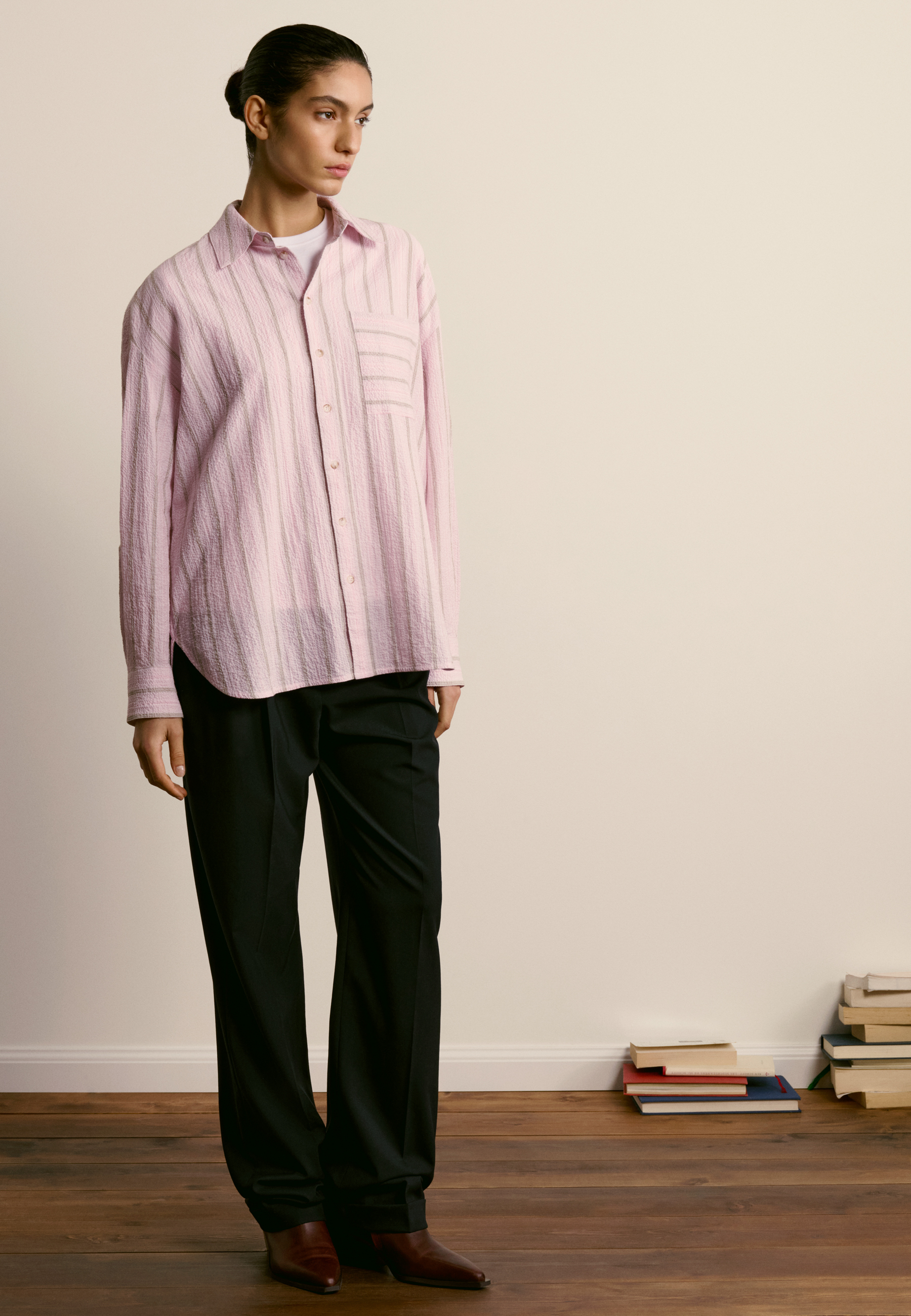 Striped cotton shirt MAISON MONTAGUT Pink