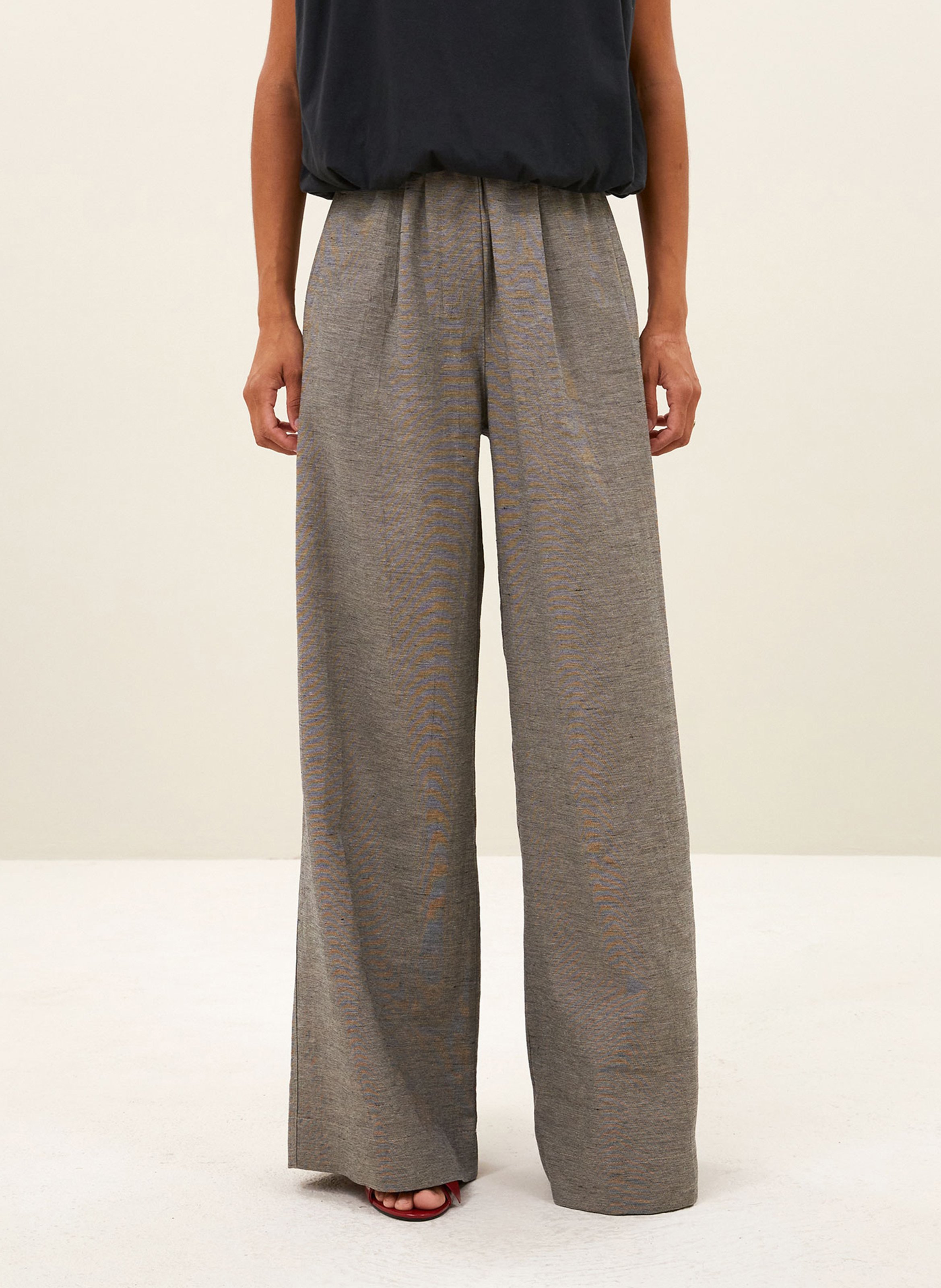 Wide-leg mottled trousers BY BAR Grey